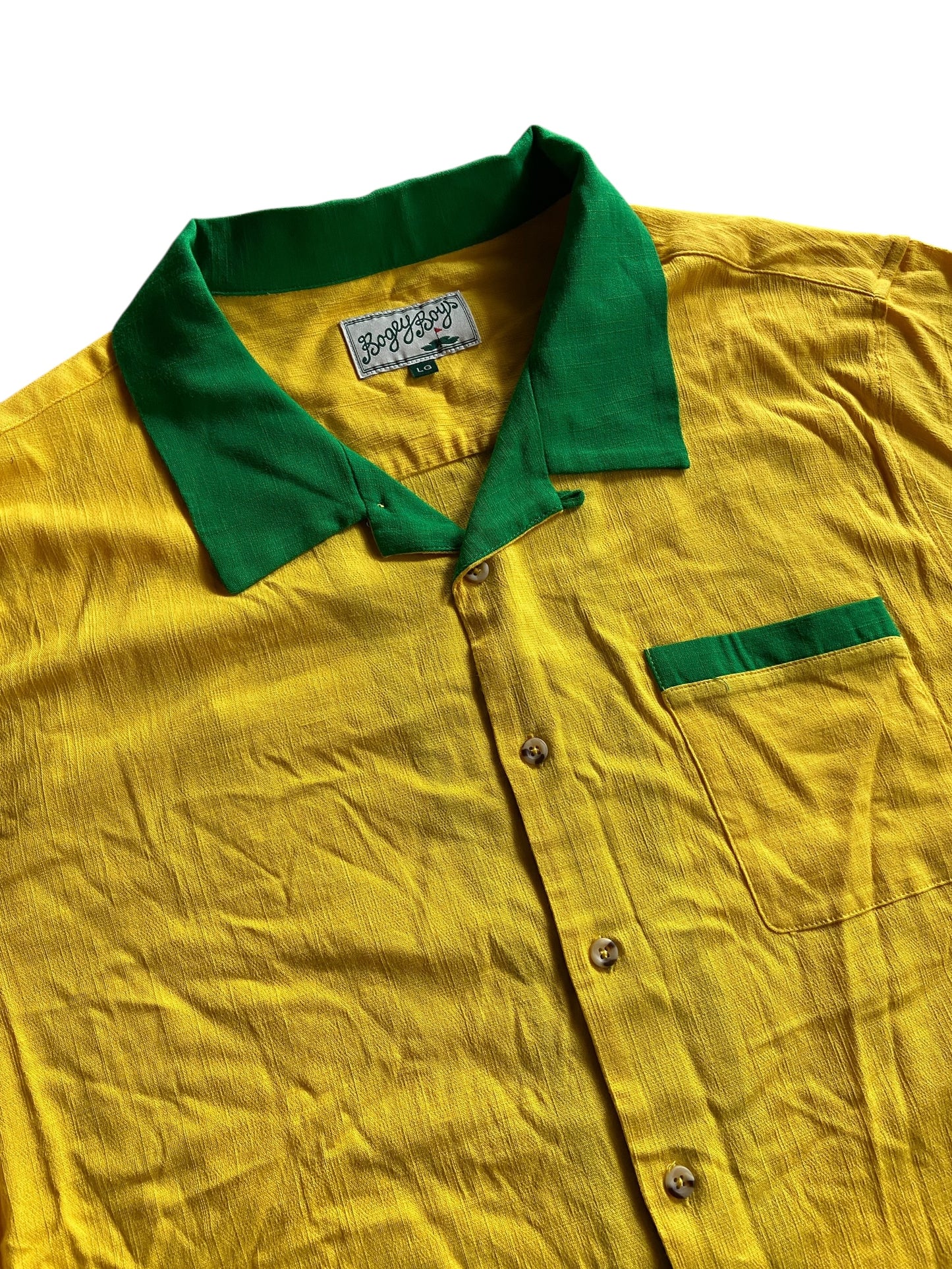 Bogey Boys Green/Yellow Button Up Shirt Sz L/XL