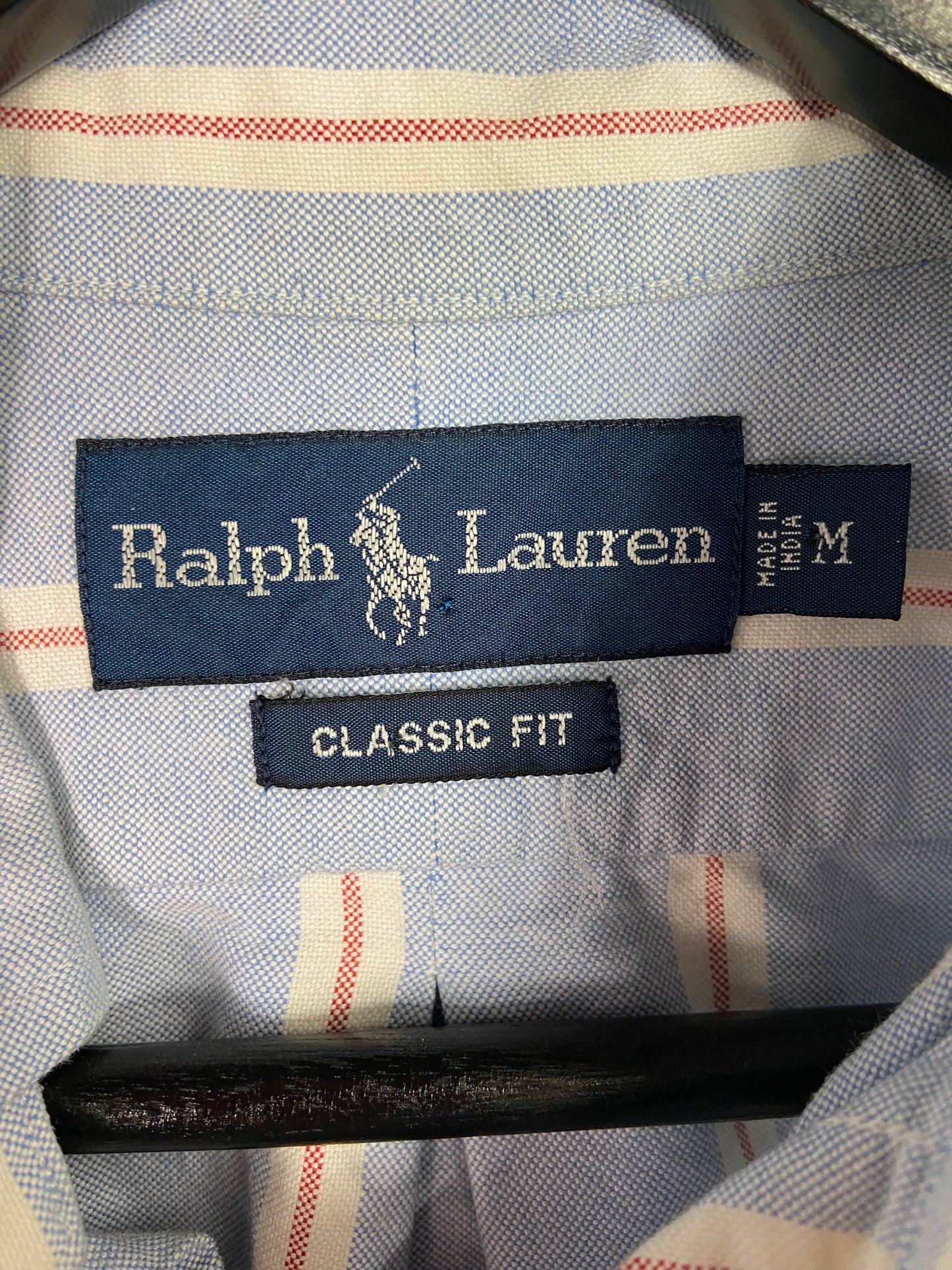 VTG Polo Ralph Lauren Blue Striped Button Up Shirt Sz M/L