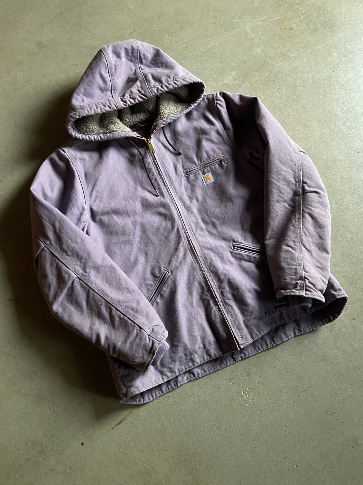 VTG Carhartt Lilac Purple Zip Up Hooded Jacket Sz S/M
