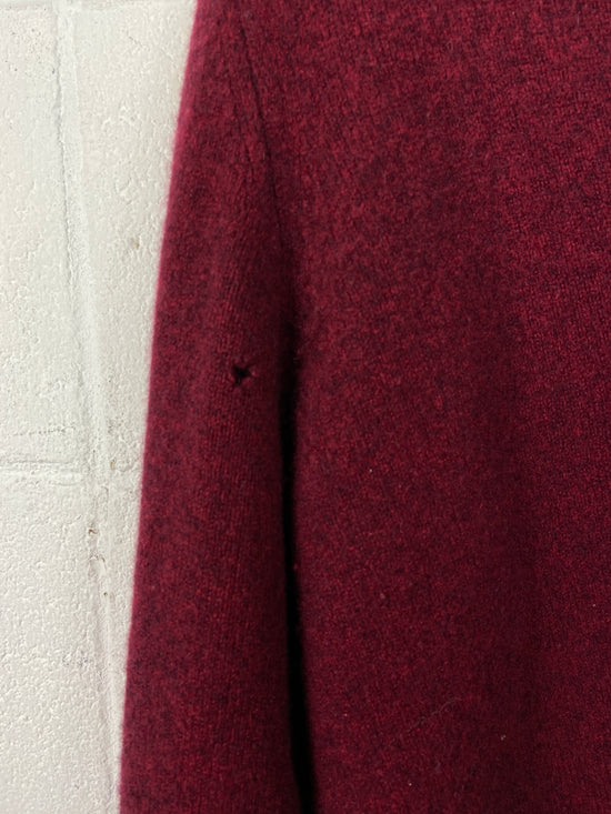 VTG Burgundy Cashmere Button Up Cardigan Sz L