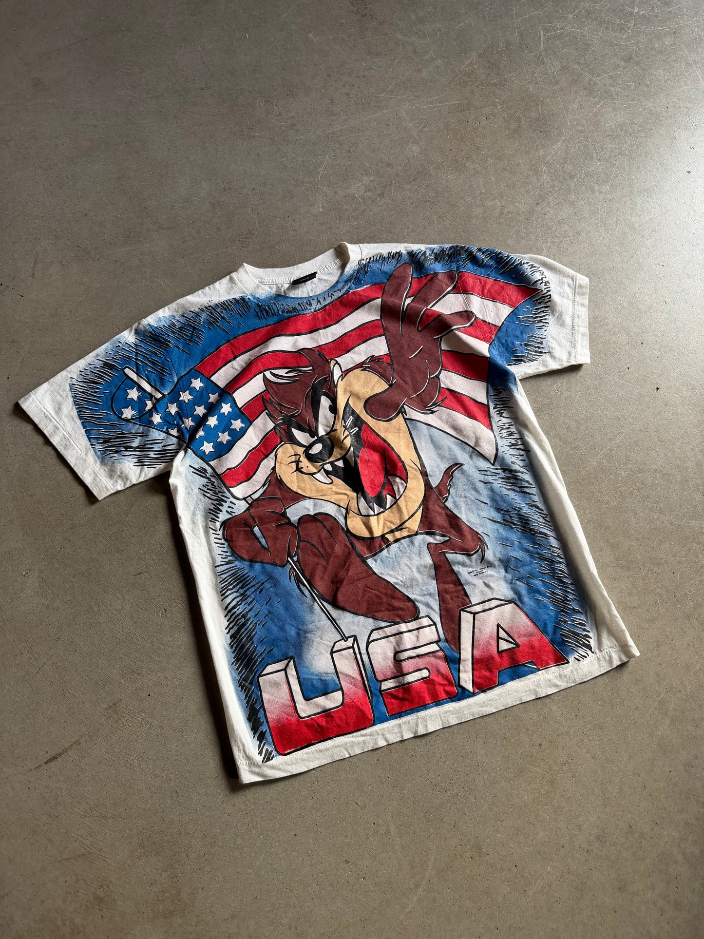 VTG Taz American Freeze USA All Over Tee Sz XL