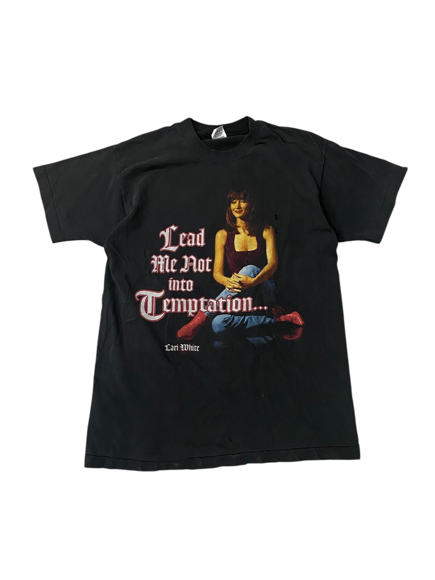 VTG Lari White Lead My Not Into Temptation Tee Sz M/L