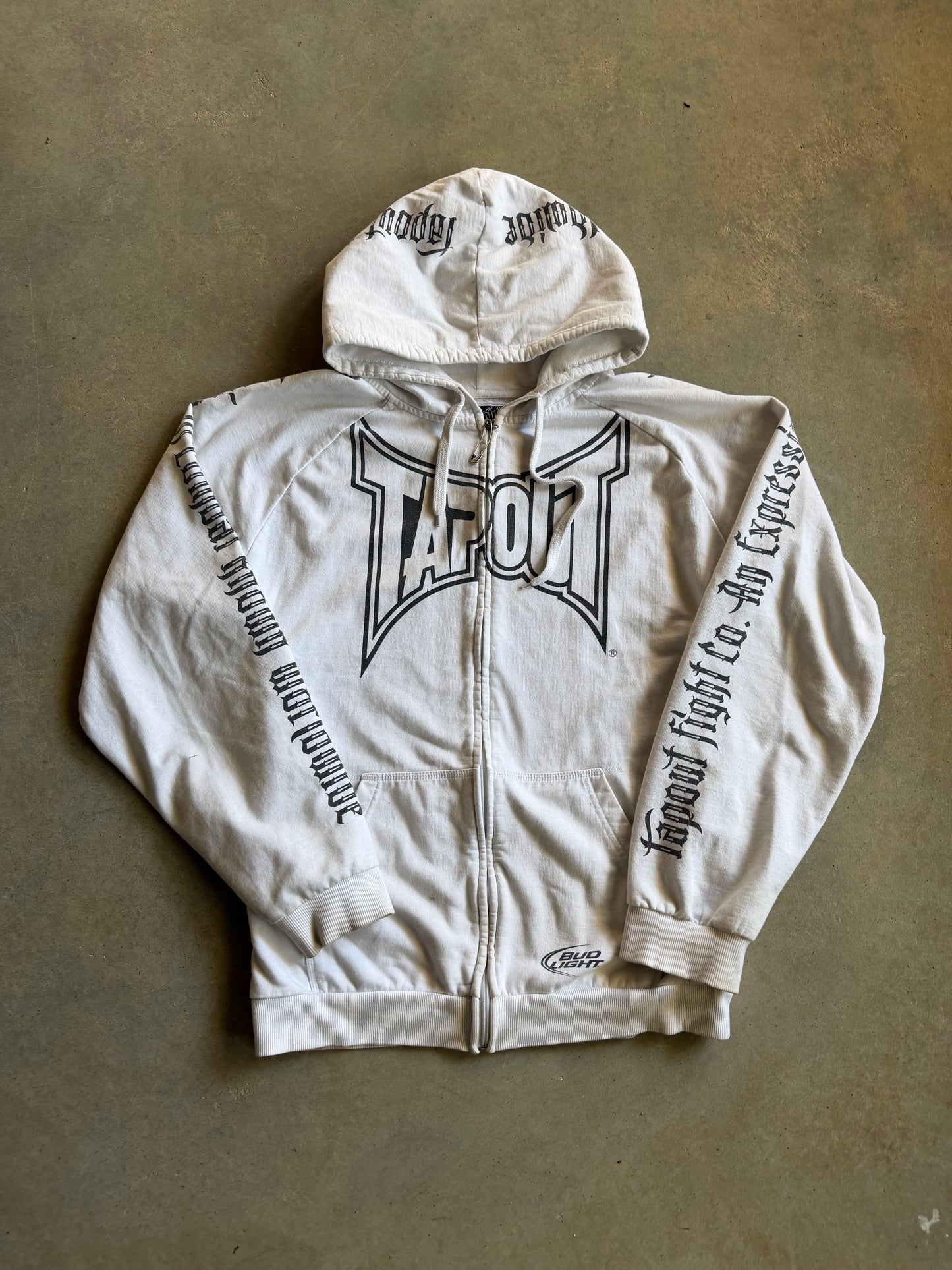 Y2K Tapout Spellout Logo Zip up Hoodie Sz XL