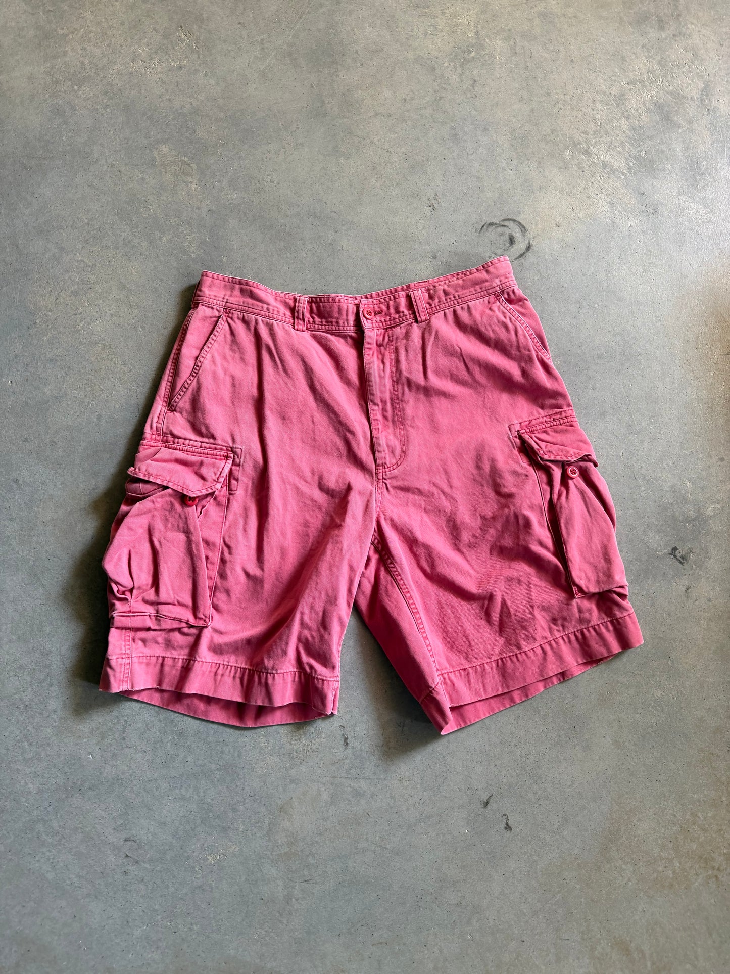 VTG Polo Ralph Lauren Chino Pink Cargo Shorts Sz 36