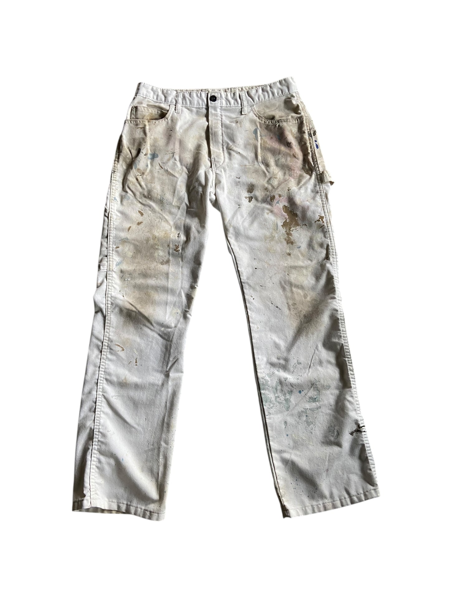 VTG Dickies Light Blue/Gray Paint Splash Pants Sz 33x32