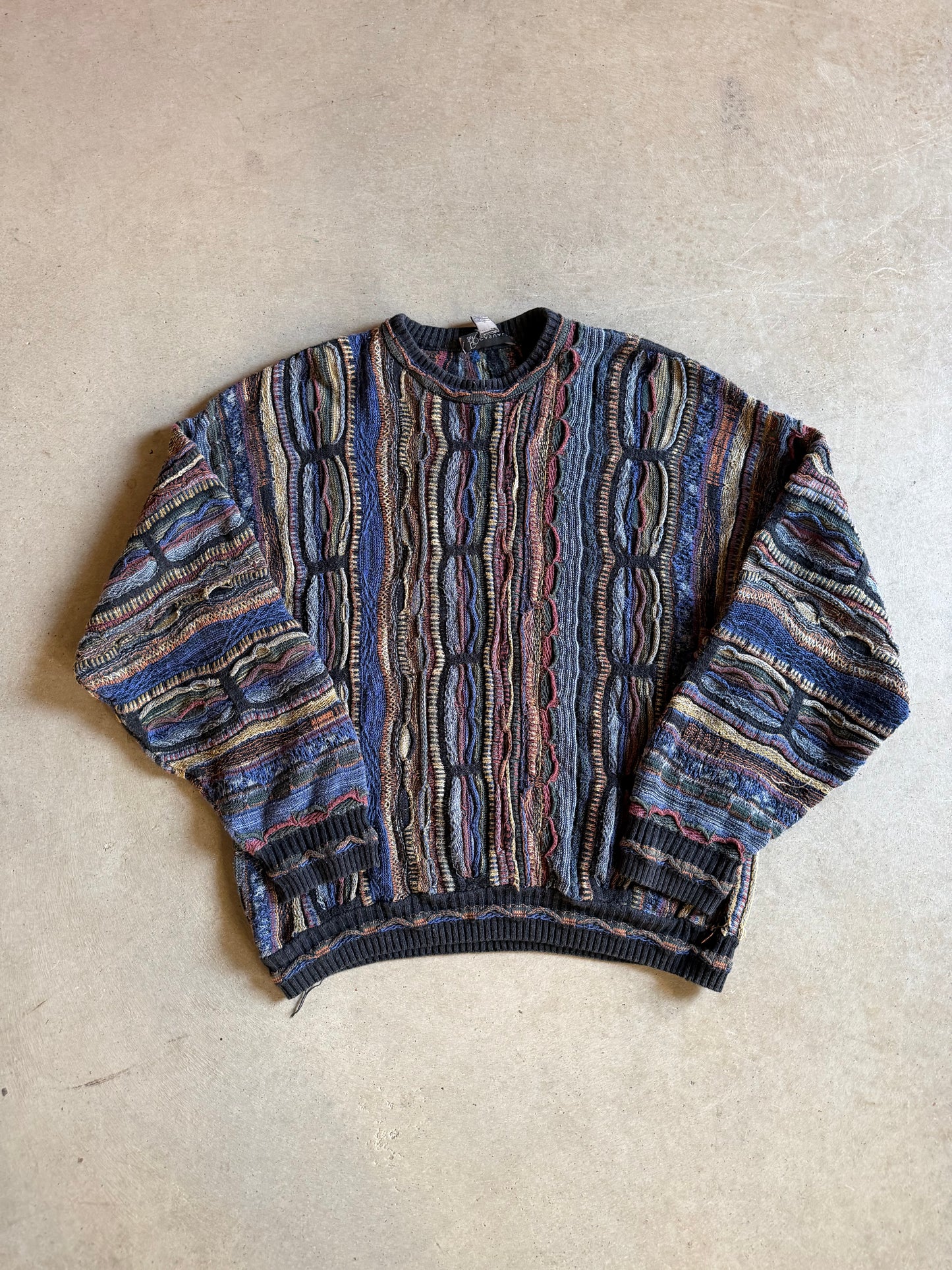 VTG RR Style Coogi Style Blue Sweater Sz 2XL