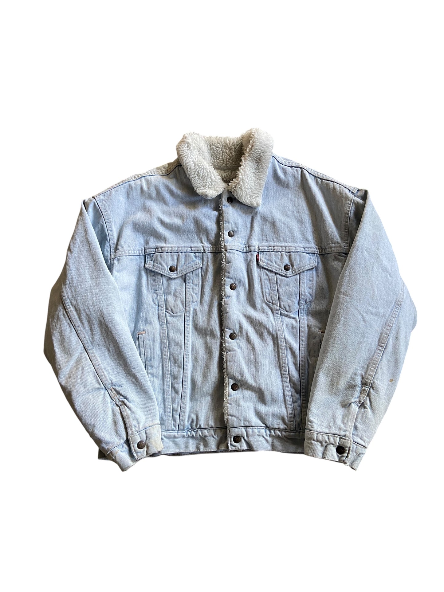 VTG Levi's White Wash Sherpa Denim Jacket Sz XL