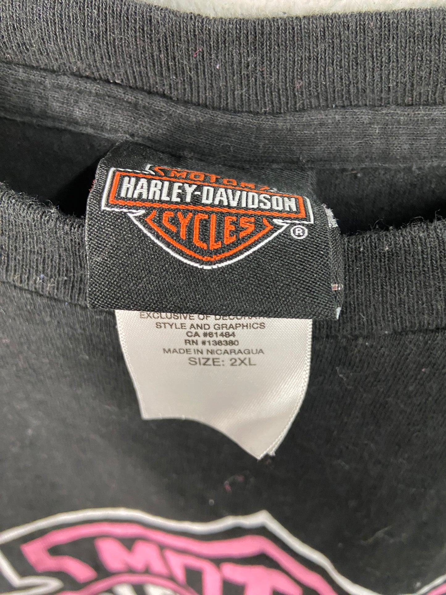 VTG Harley Davidson Pink Logo Tee Sz XL
