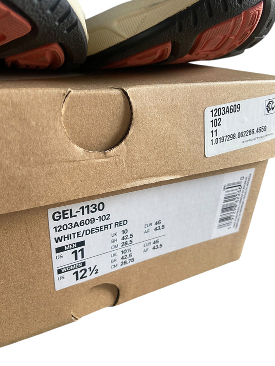 Preowned ASICS Gel 1130 White/Desert Red Sz 11M/12.5W