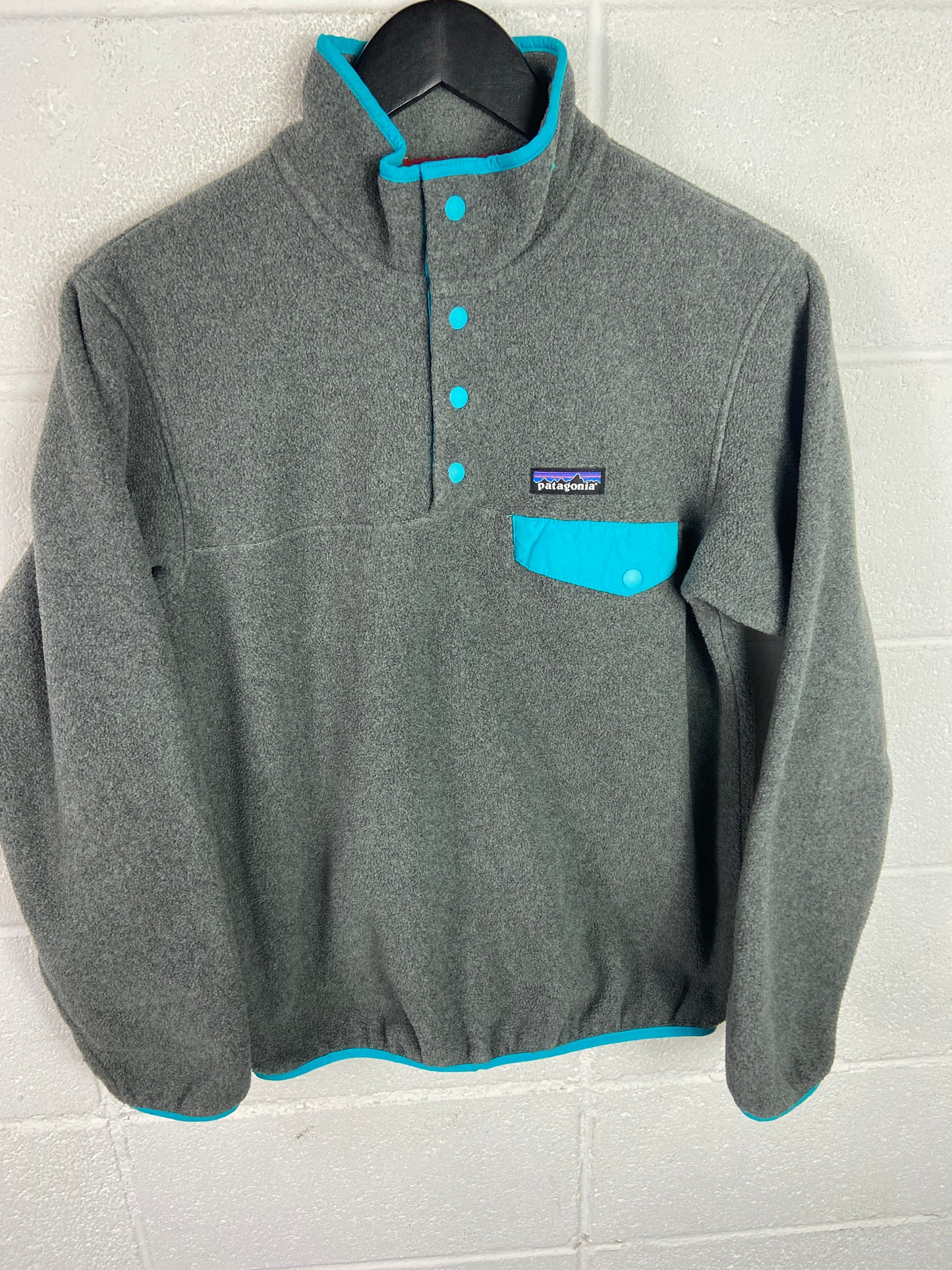 VTG Patagonia Quarter Button Teal/Grey Sz S