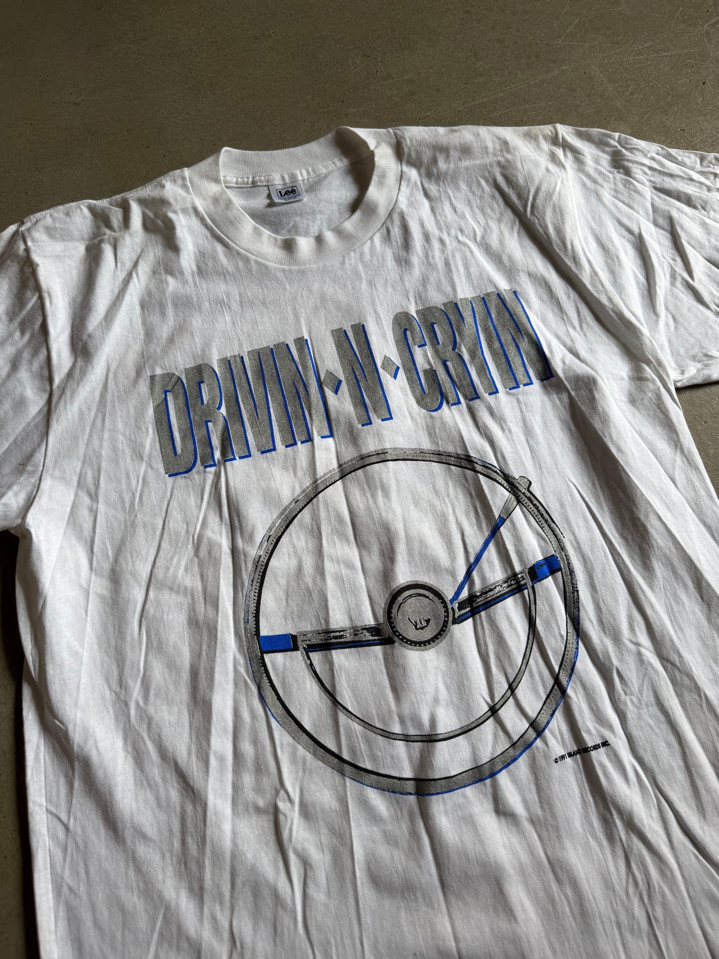 VTG Drivin N Cryin Fly Me Courageous World Tour 1991 Steering Wheel Concert Tee Sz XL