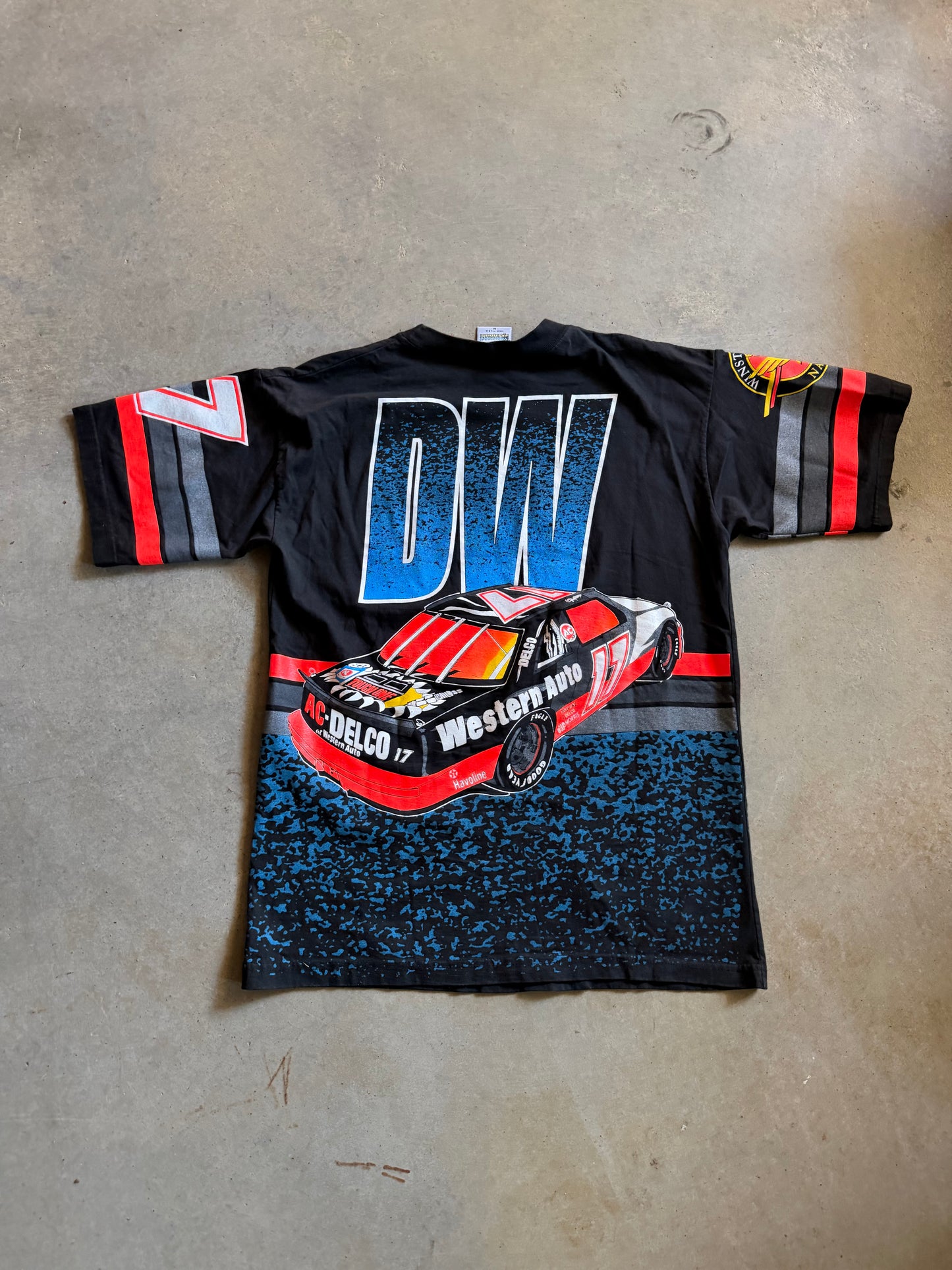 VTG Darrell Waltrip 3 Time Winston Cup Champion All Over Print Tee Sz M