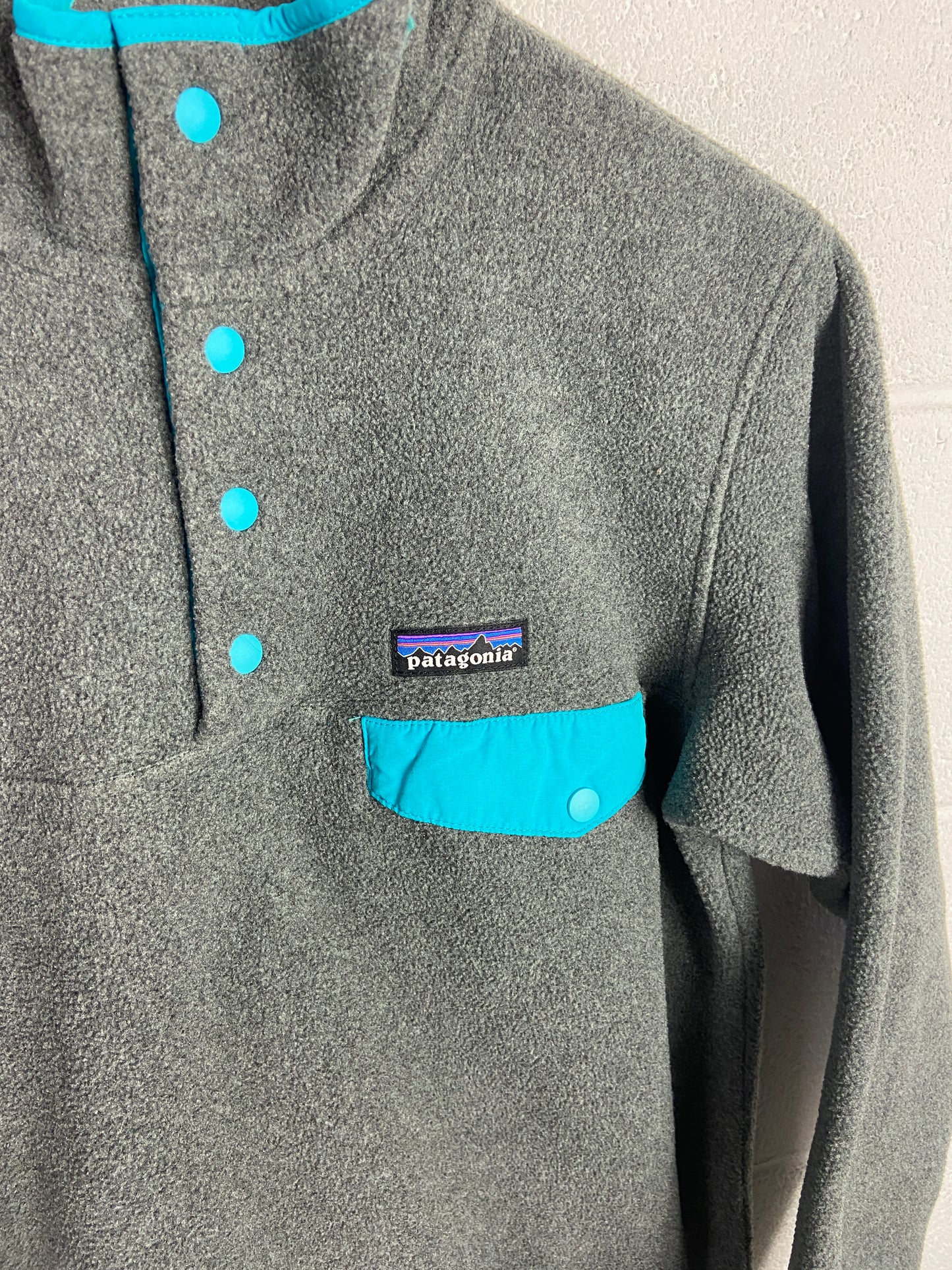 VTG Patagonia Quarter Button Teal/Grey Sz S