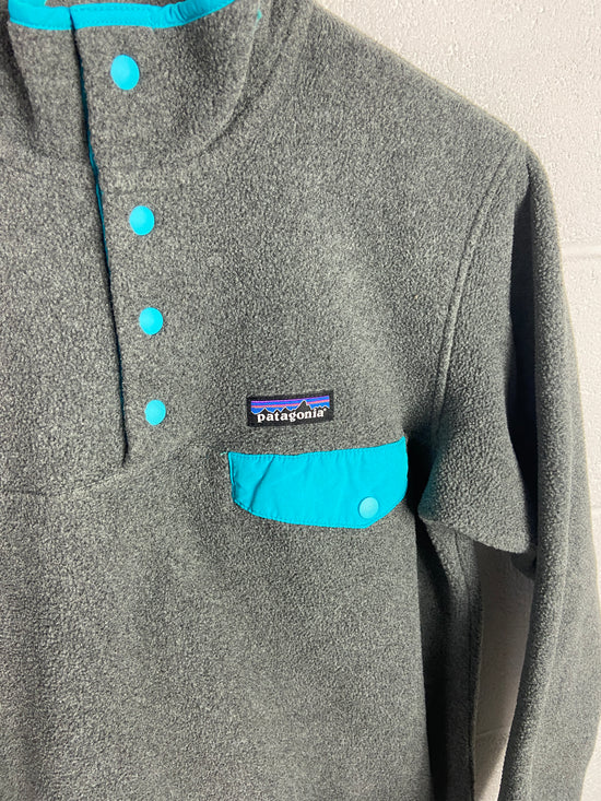 VTG Patagonia Quarter Button Teal/Grey Sz S