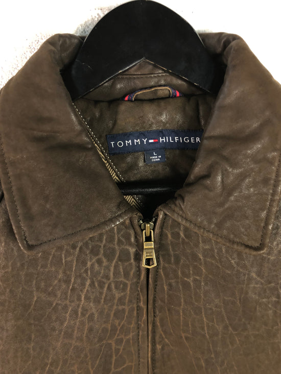 Tommy Hilfiger Leather Harrington Jacket Sz L