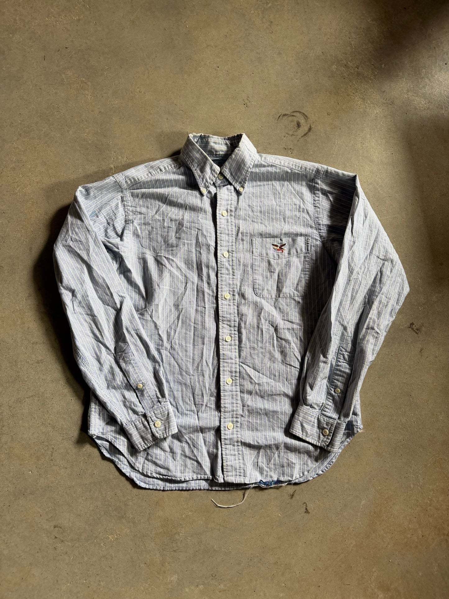 VTG American Living Blue Stripe Button Up Shirt Sz S