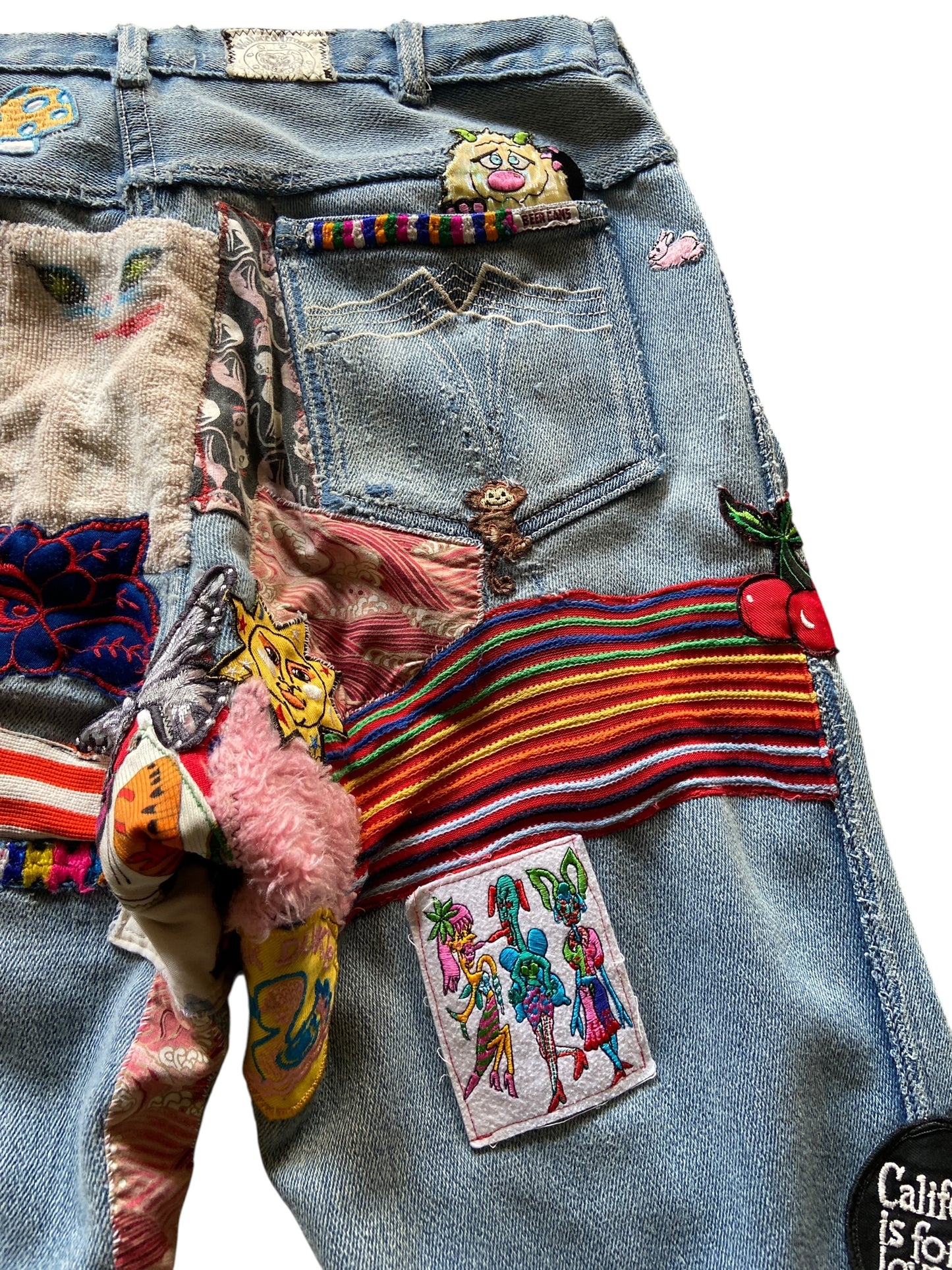 Reworked Hippie Patchwork Denim Flares Sz 30x28