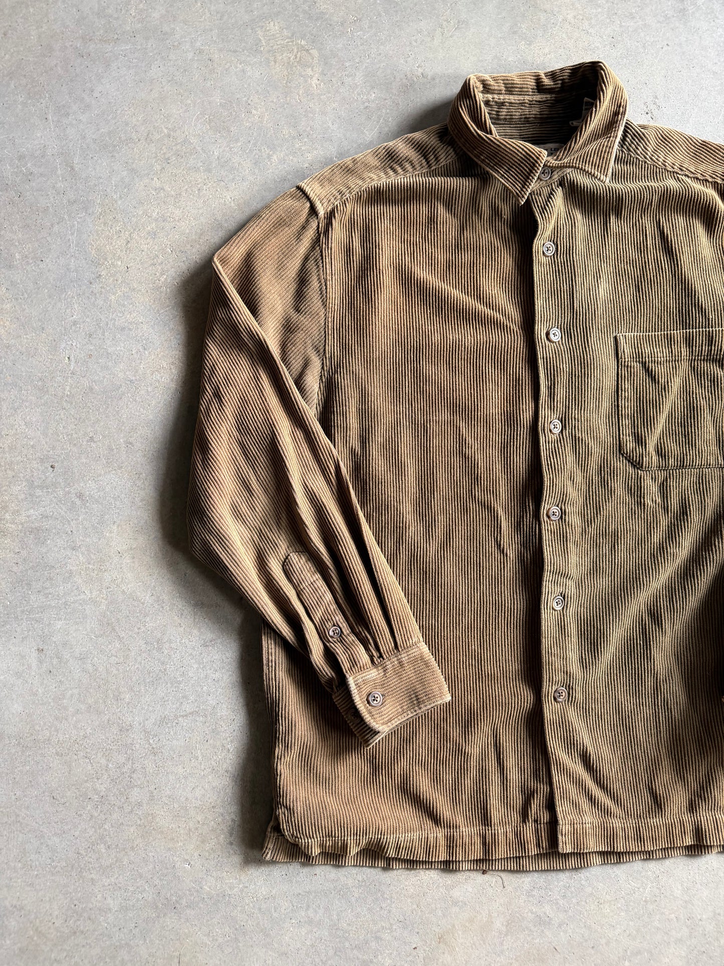 Per Lui Per Lei Tan Corduroy Button Up Shirt Sz M