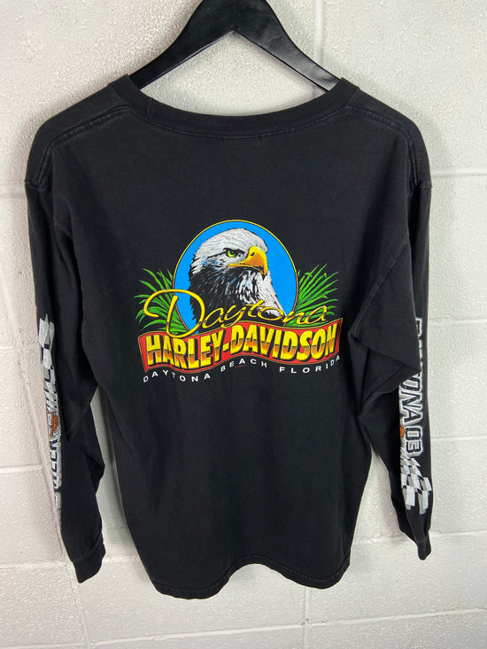 2003 Harley Davidson Daytona Eagle Spellout L/S Tee Sz L
