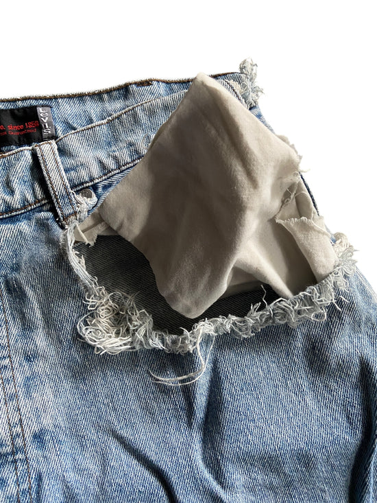 VTG Levis Silvertab Loos Thrashed Denim Jeans Sz 33x32