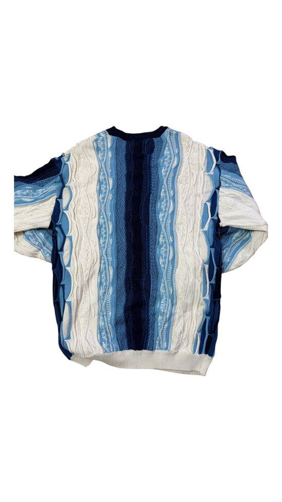 Y2K Raw Blue Coogi Style Sweater Sz XXL