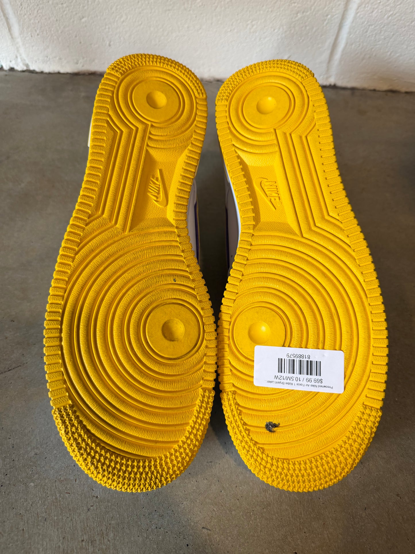 Preowned Nike Air Force 1 Kobe Bryant Lakers Home Size 10.5M/12W