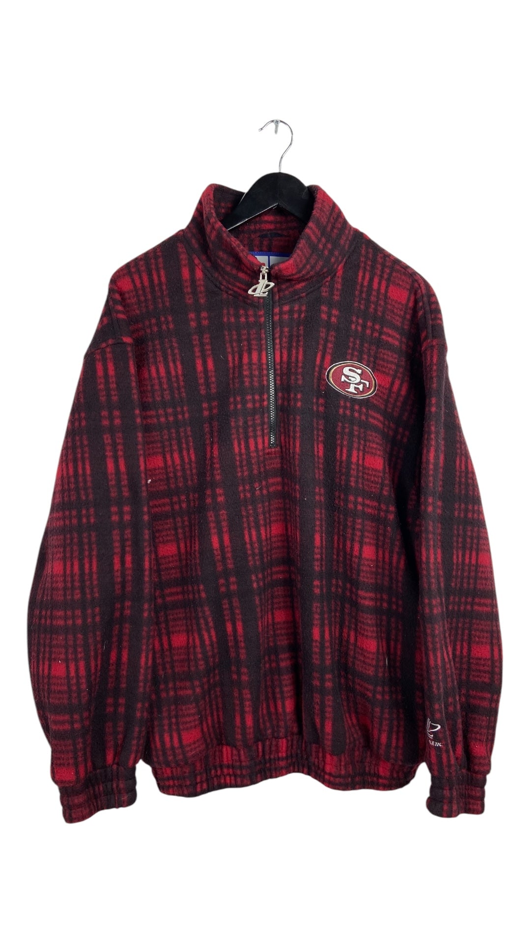 Y2K San Francisco 49ers Plaid Fleece 1/2 Zip Jacket Sz XL