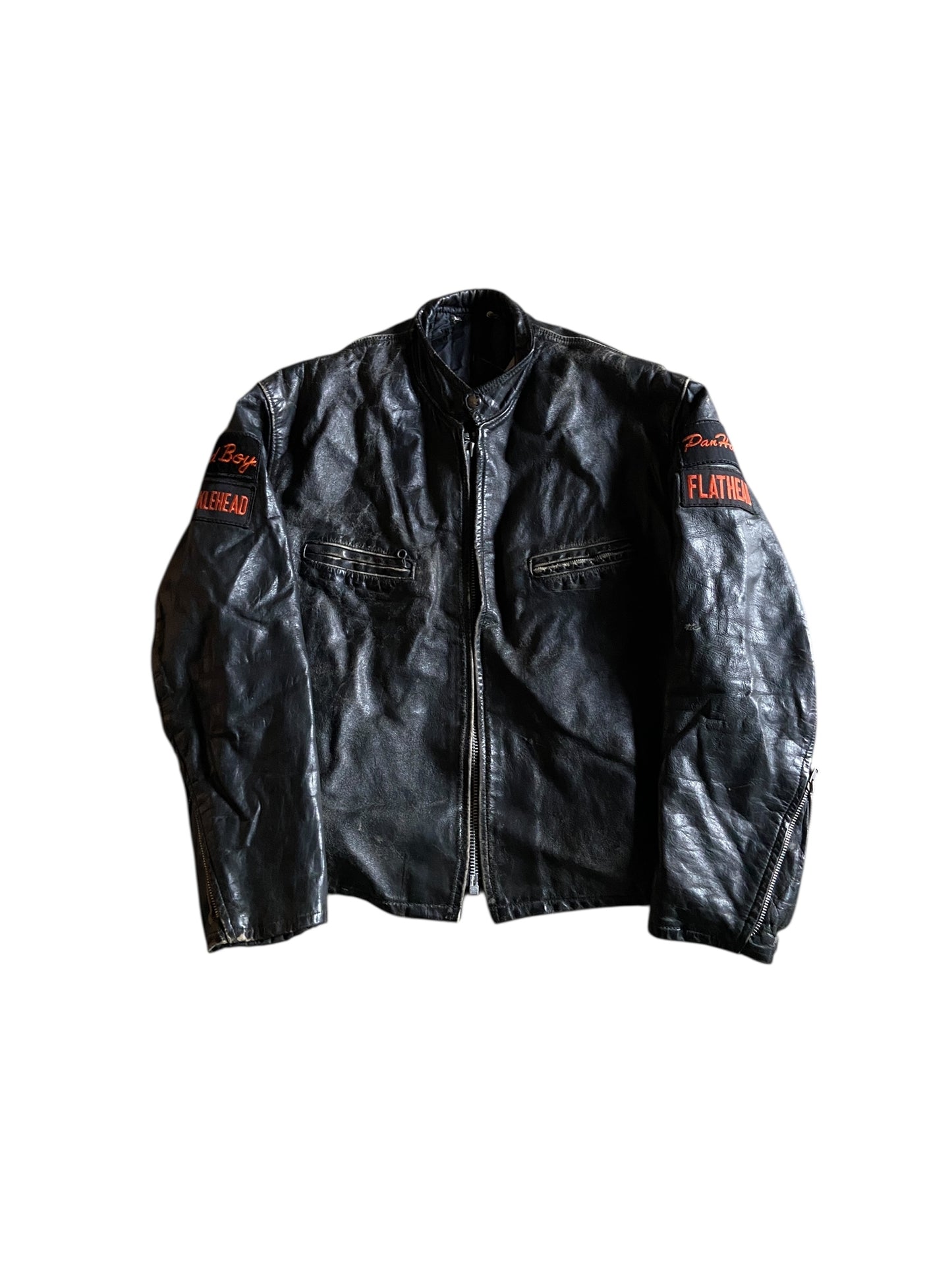 VTG Distressed Bad Boy Leather Motorcycle Jacket Sz L