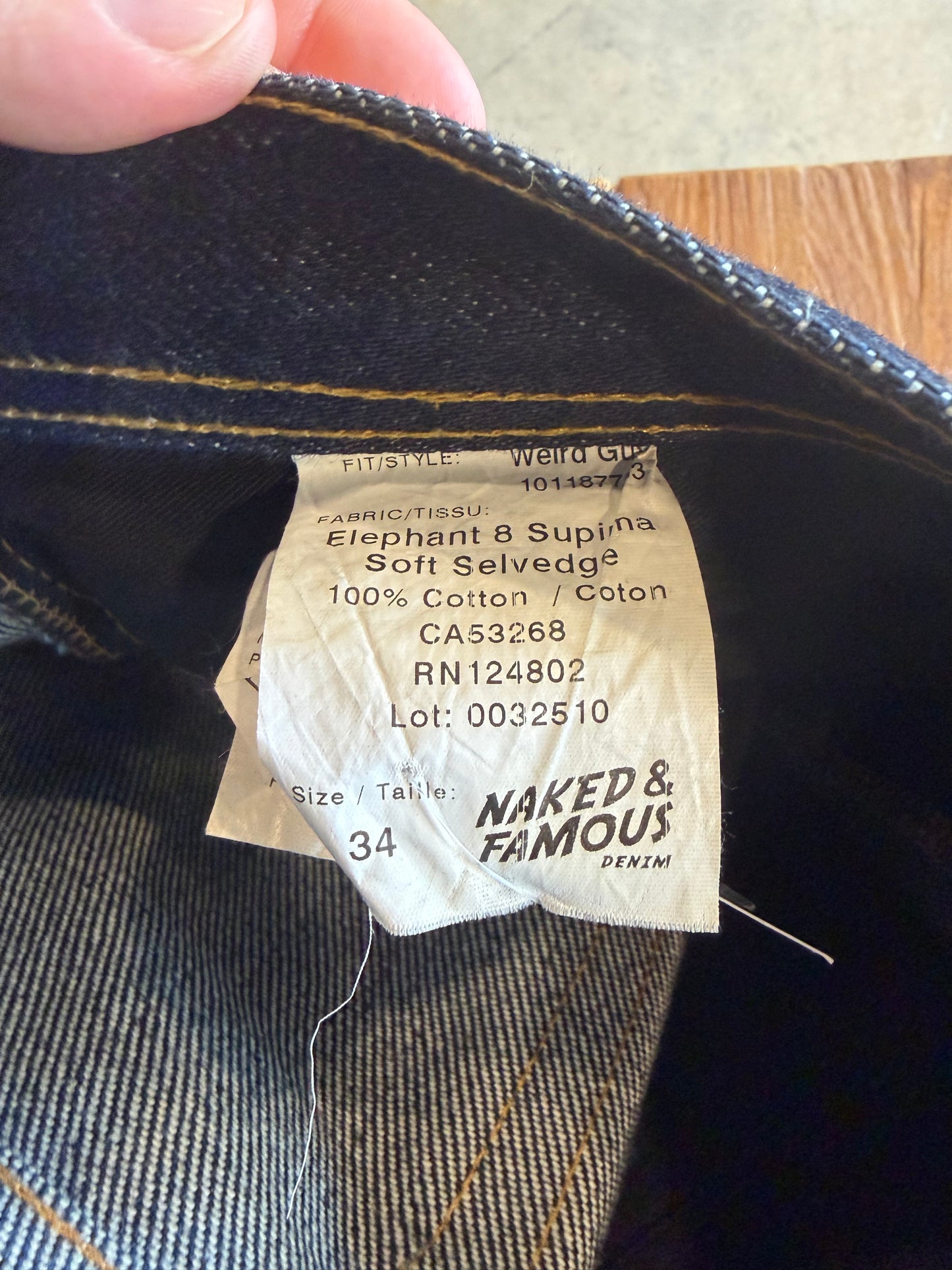 Naked & Famous Weird Guy Soft Selvedge Denim Jeans Sz 34x32