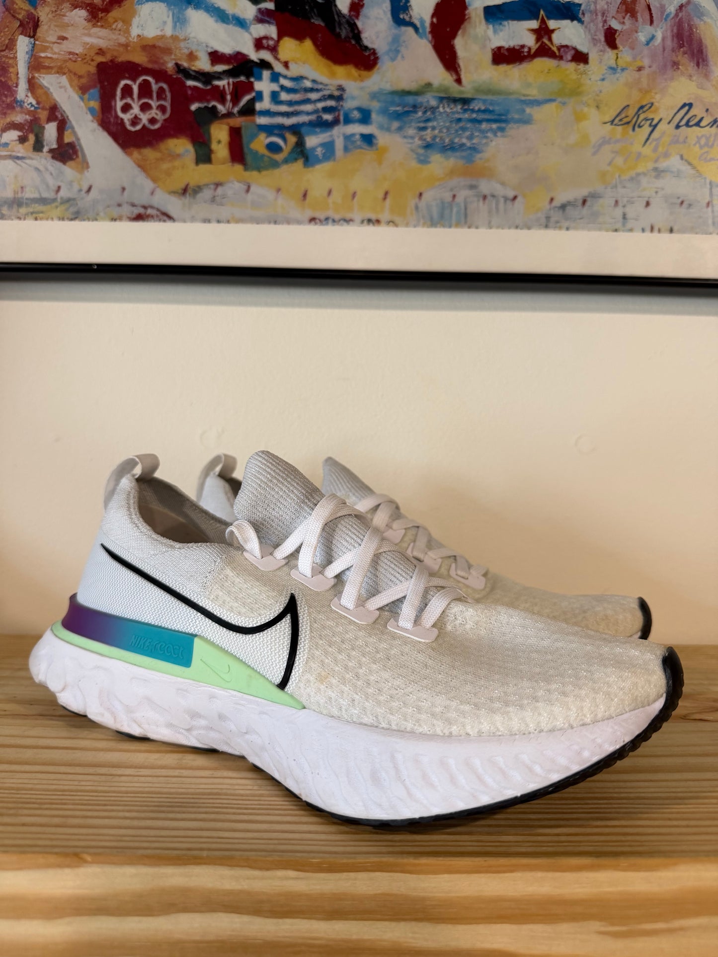Preowned Nike React Infinity Run White Vapor Green Sz 10M/11.5W