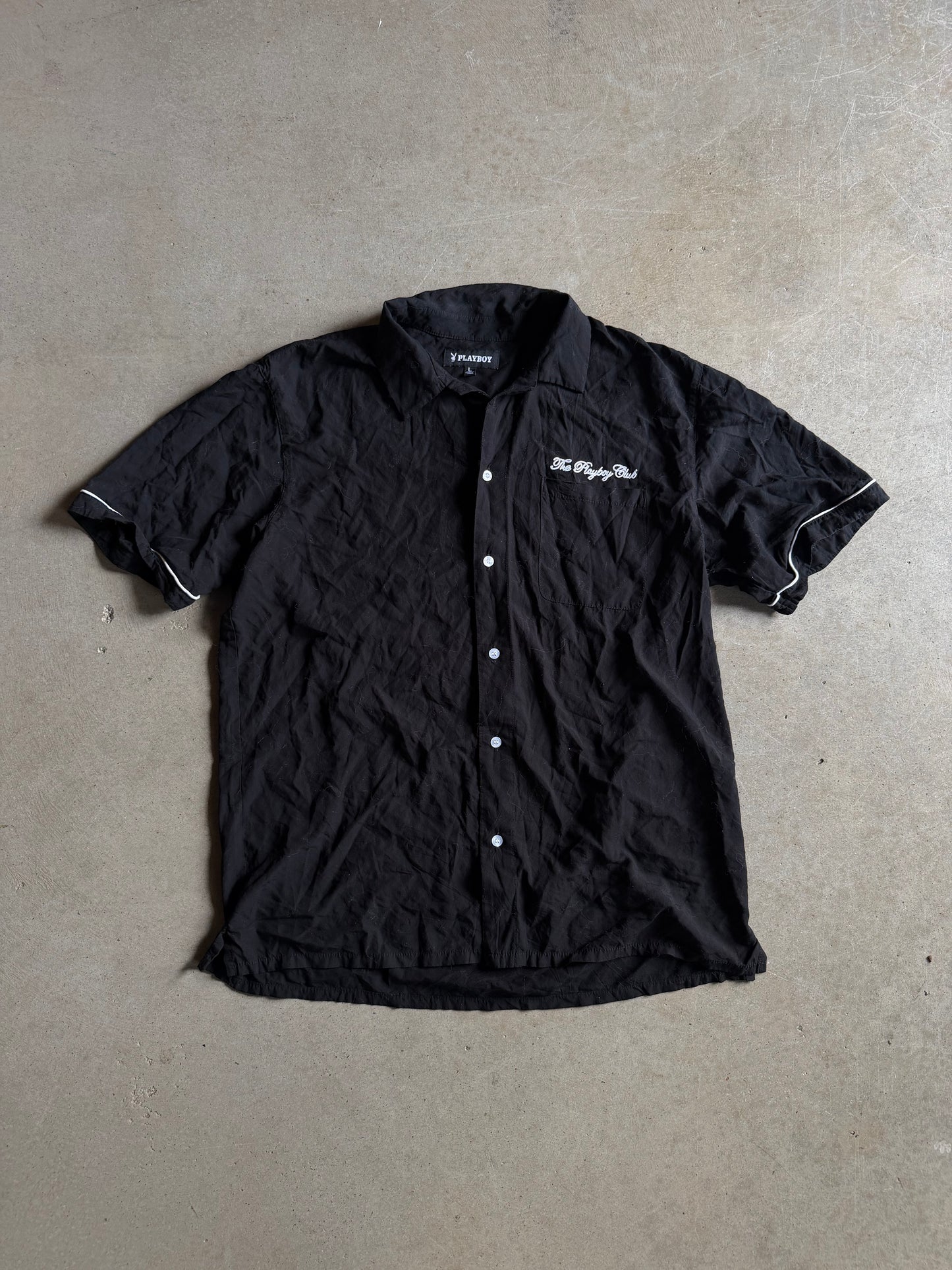 The Playboy Club Black Button Up Shirt Sz L