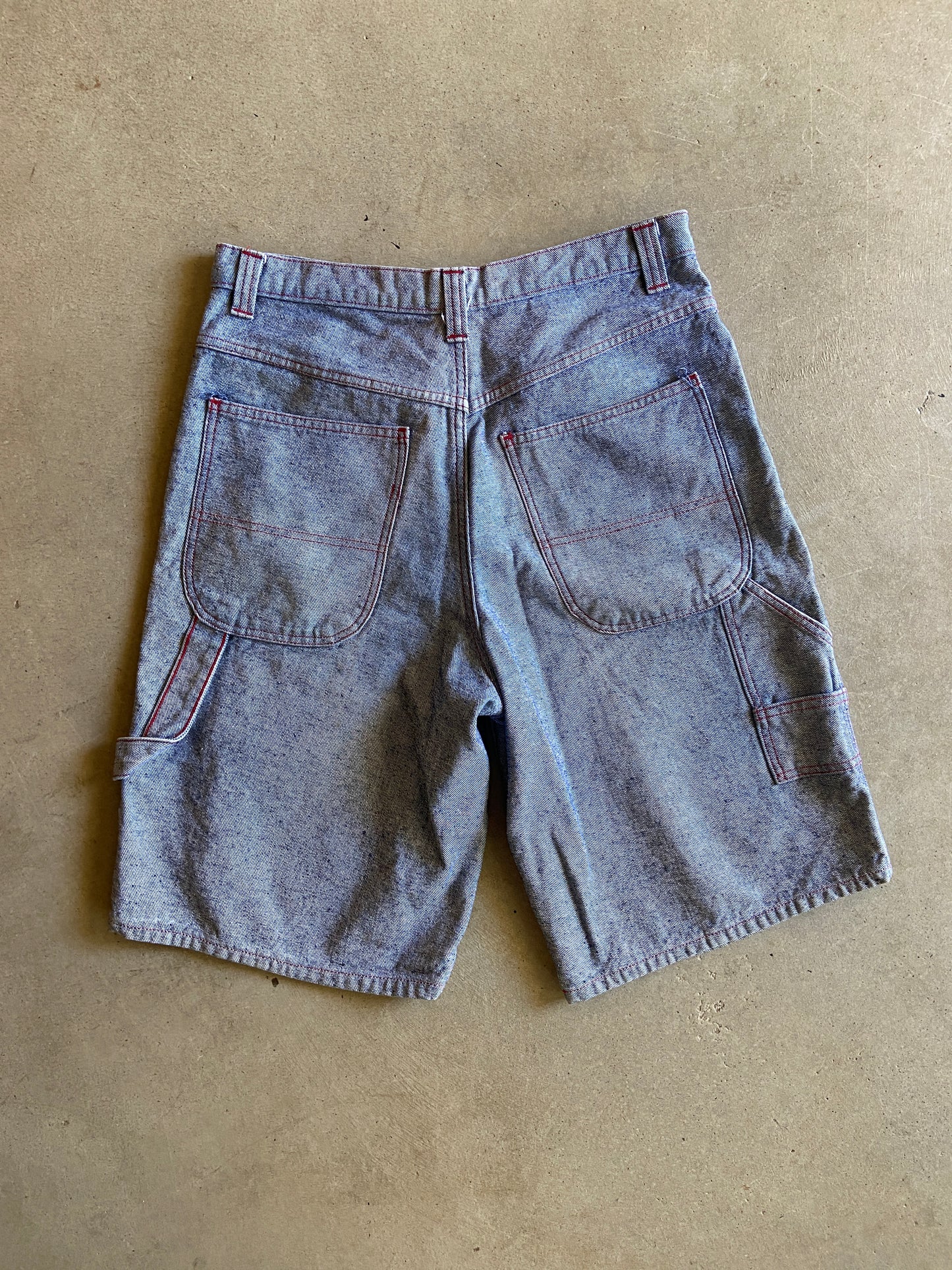 Y2K Red Contrast Stitch Denim Shorts Sz 38