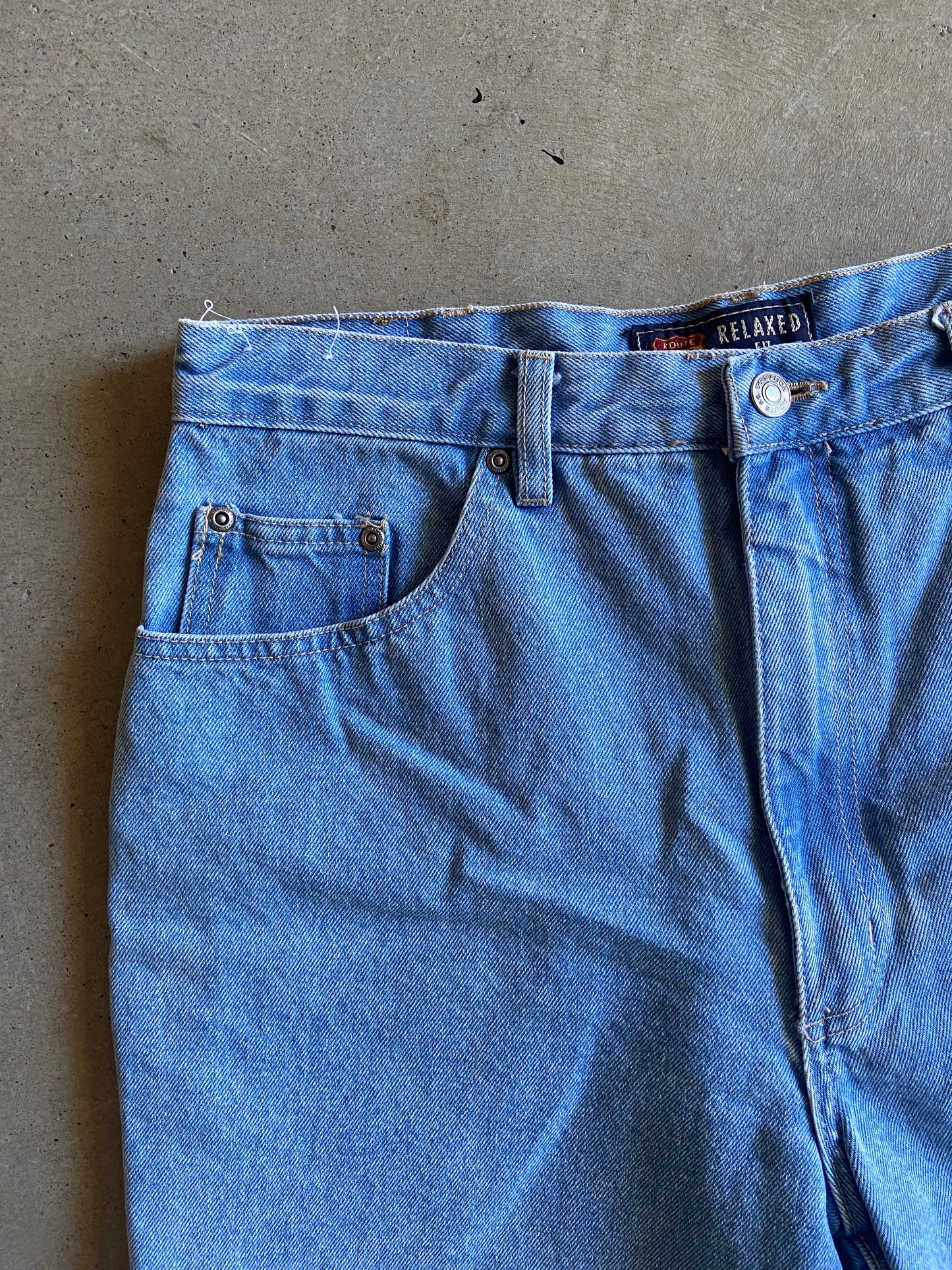 VTG Route 66 Relaxed Fit Light Wash Denim Shorts Sz 34