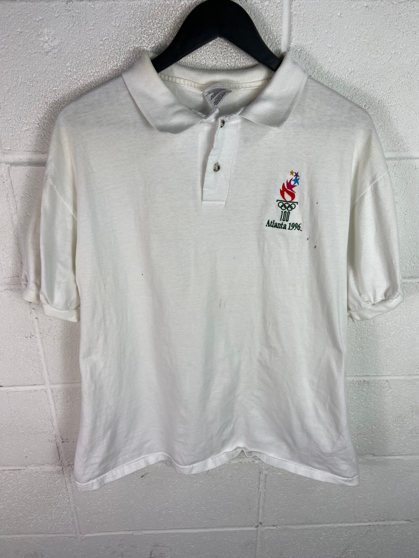 VTG 1996 Atlanta Olympics White Polo Sz L