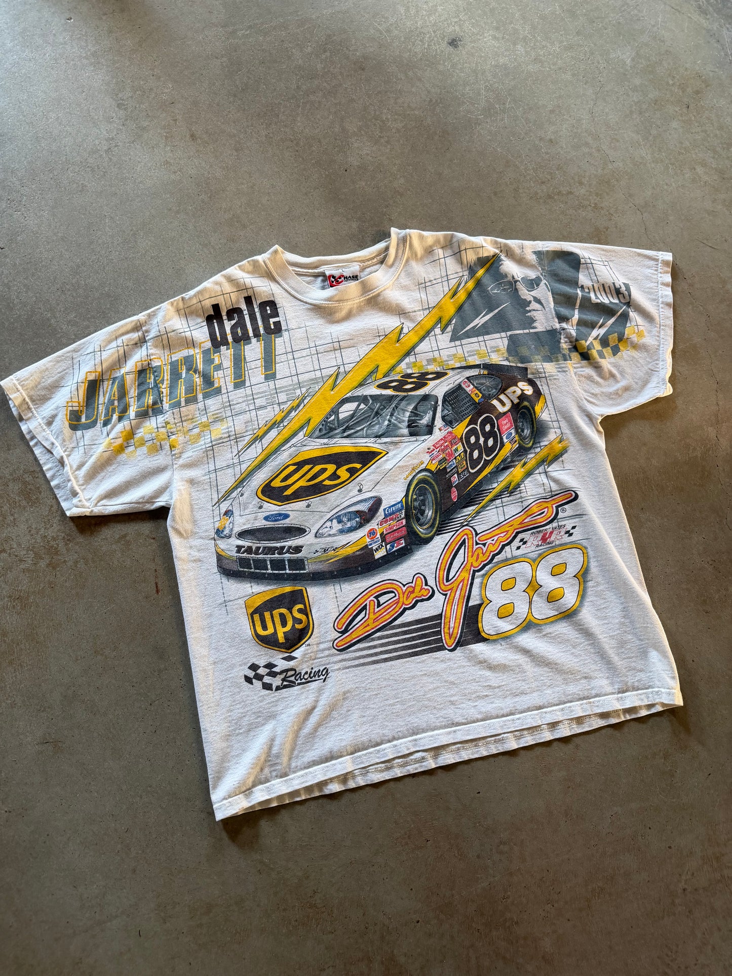 VTG Dale Jarrett All Over Print Nascar Tee Sz L/XL