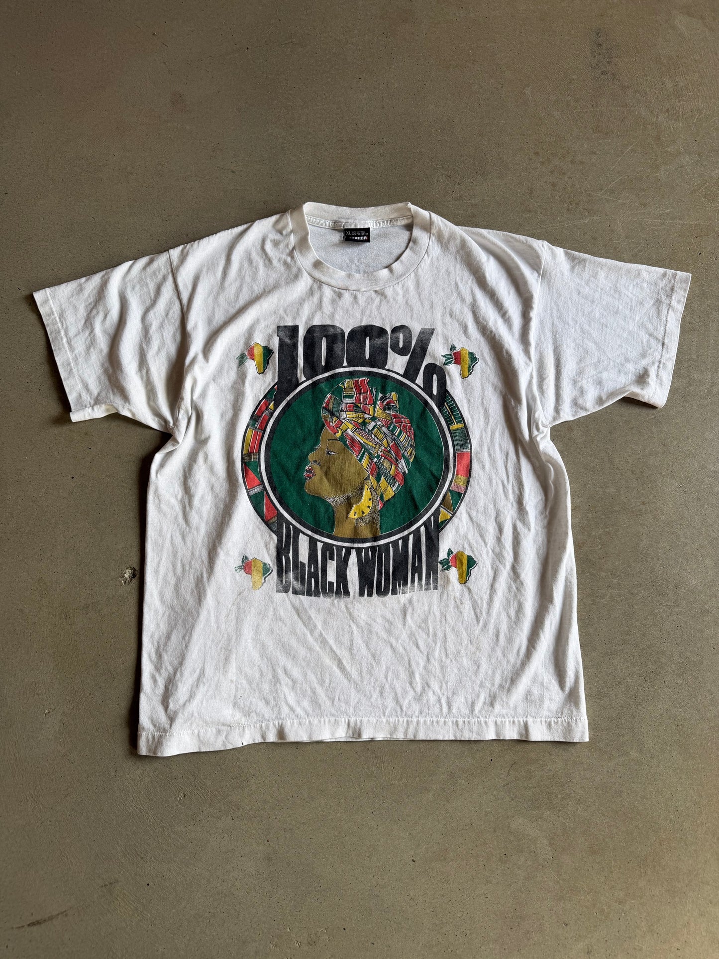 VTG 100% Black Woman Tee Sz XL