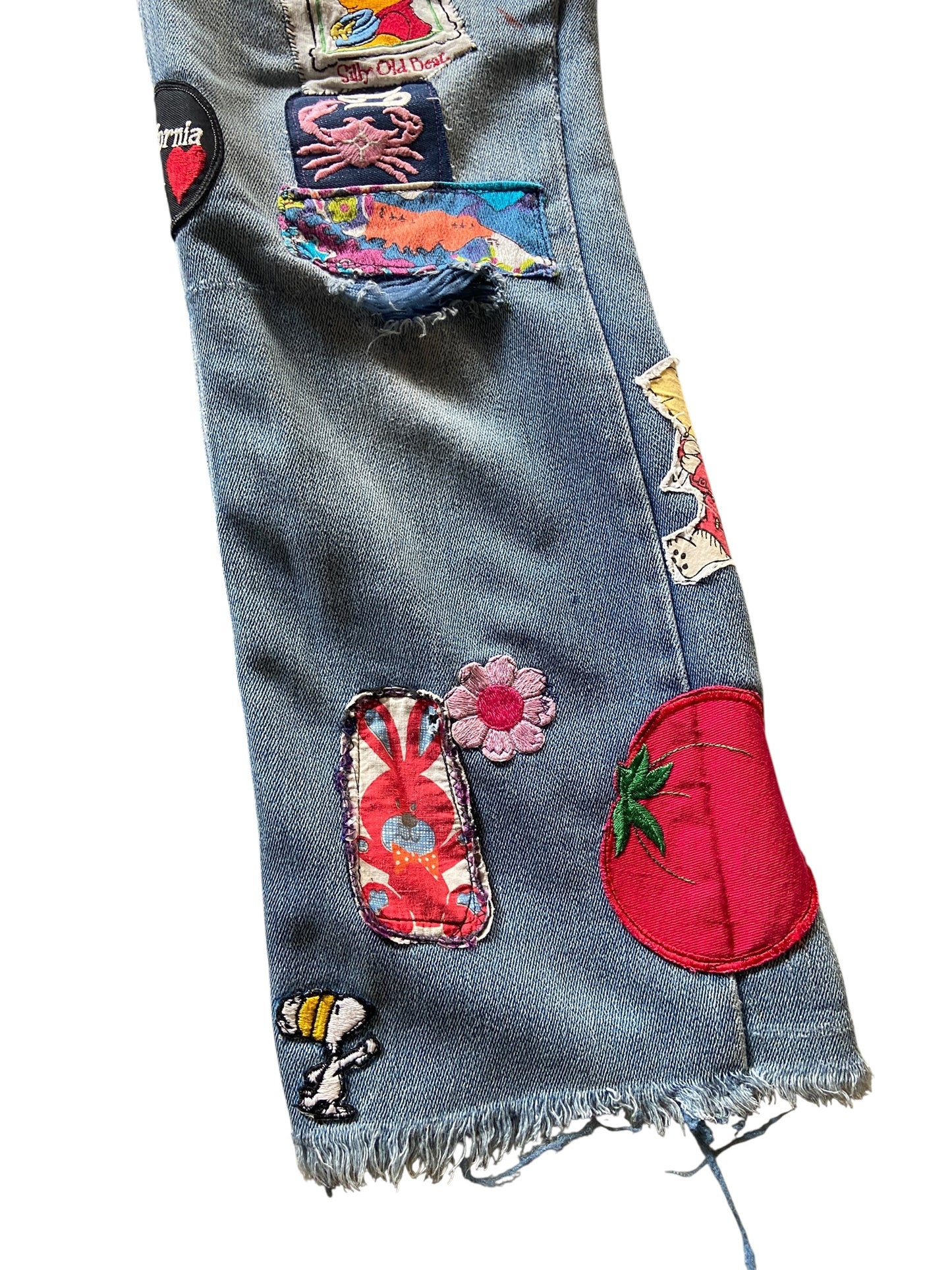 Reworked Hippie Patchwork Denim Flares Sz 30x28