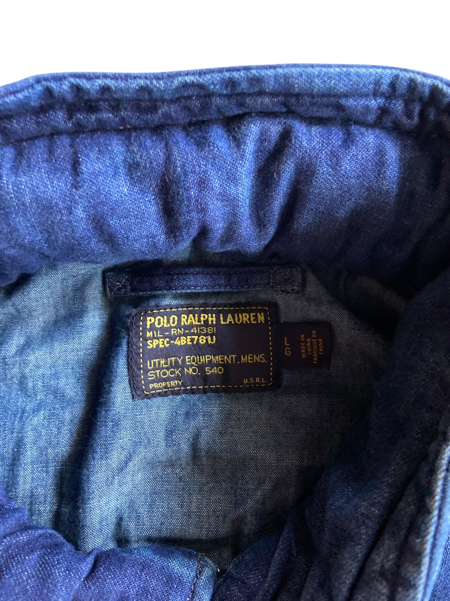 VTG Polo Ralph Lauren USRL Aviator Denim Jacket Sz L