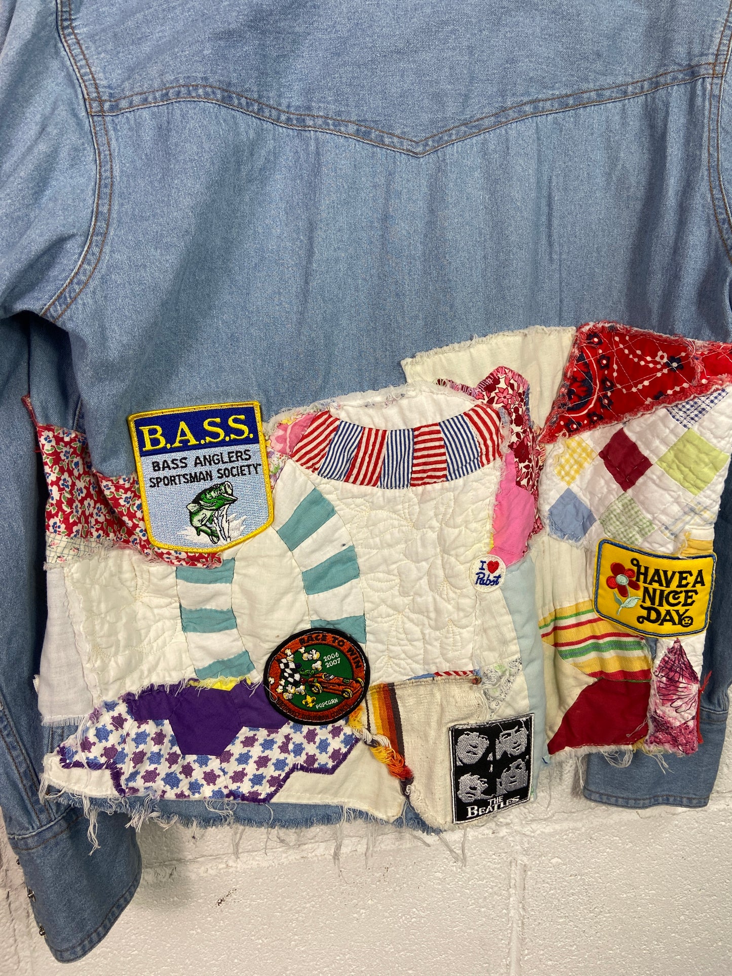 Denim Donna Reworked Denim JuiceBox Button Up Shirt Sz M