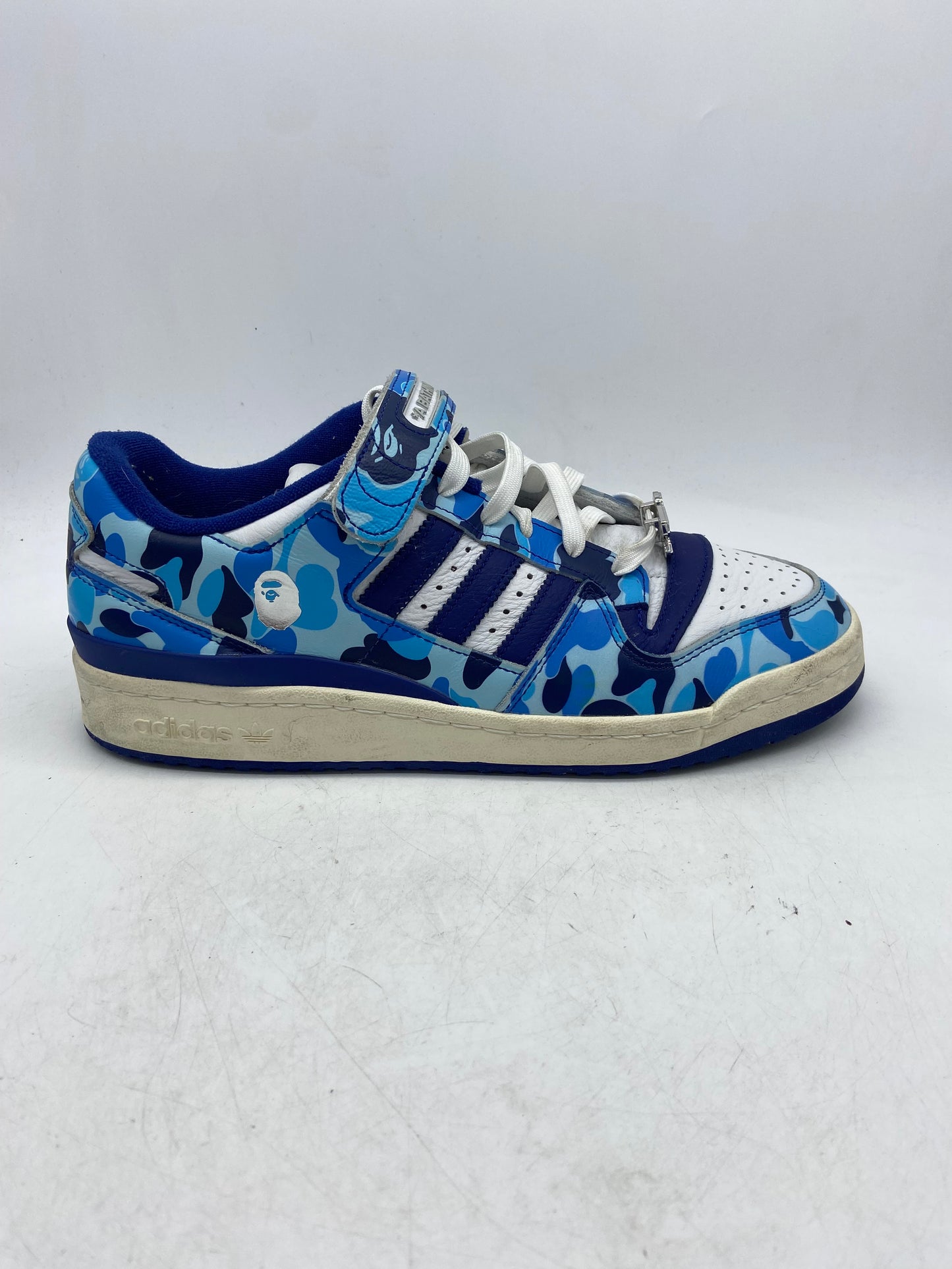 Preowned Adidas Forum 84 Low Bape 30th Anniversary Blue Camo Sz 9.5M/11W ID4772