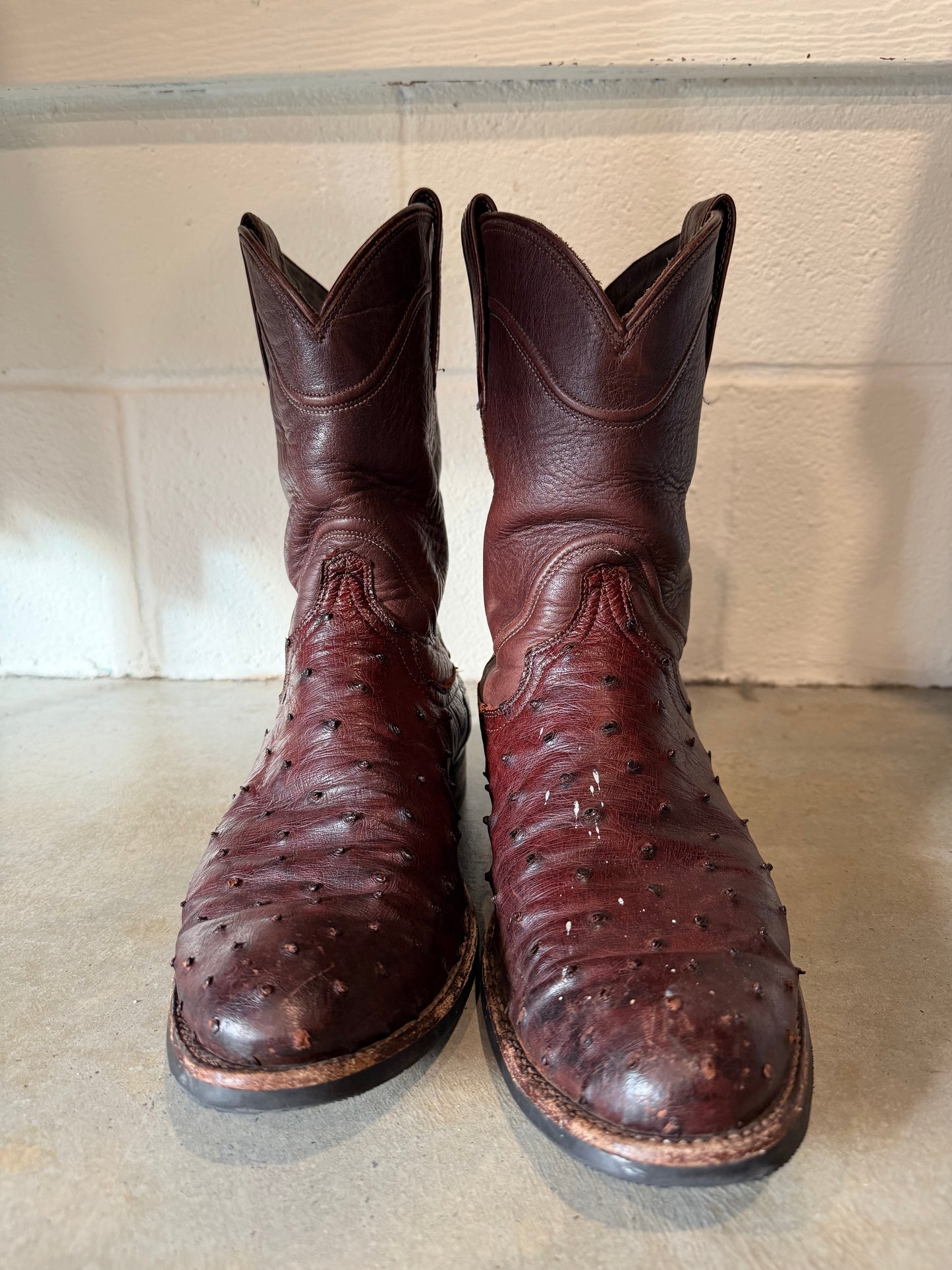 Tecovas Men's Exotic Ostrich Cowboy Boot, Size 10.5D, Mahogany
