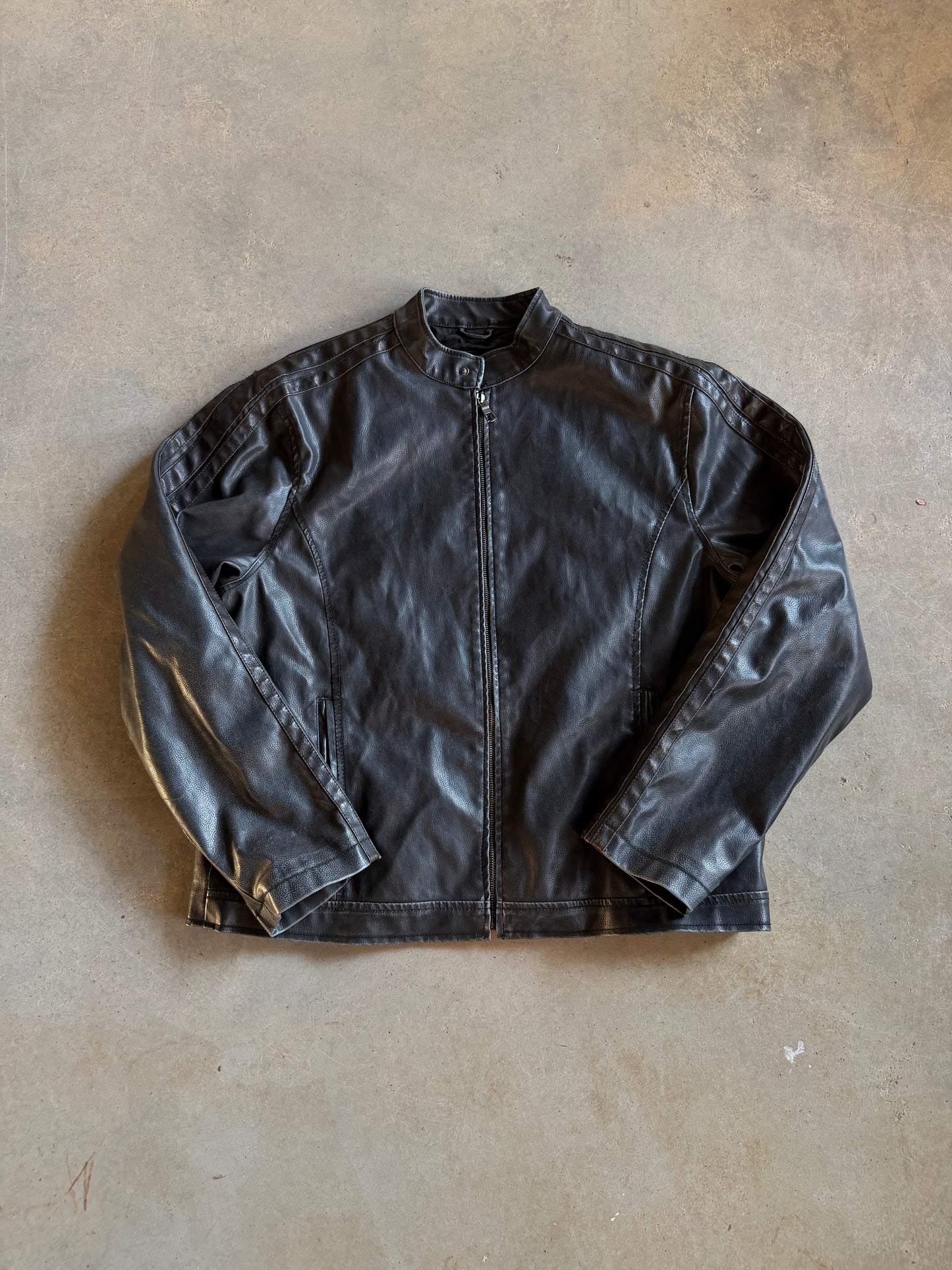 Black Leather Jacket Sz XL
