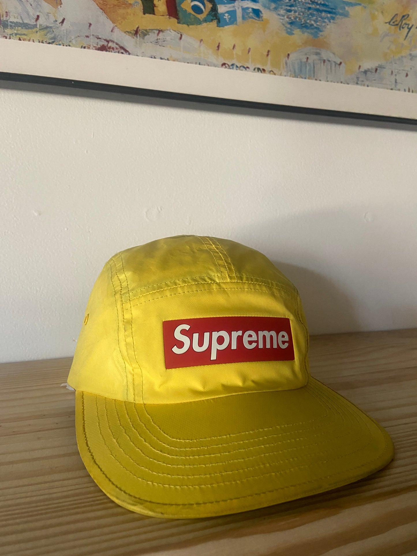 FW20 Supreme inset logo Camp Cap “Yellow”
