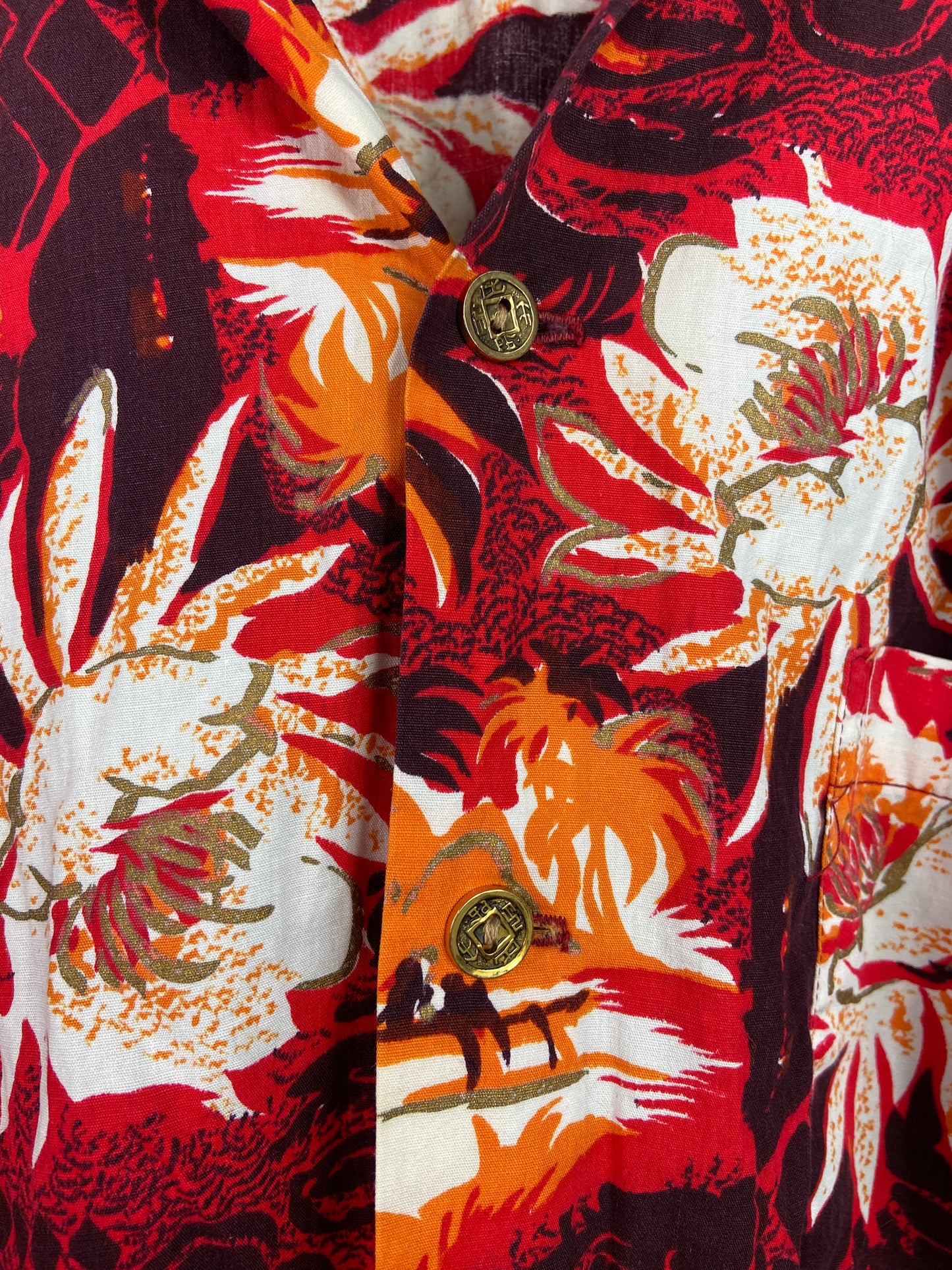 VTG Kamehameha Red Floral Hawaiian Shirt