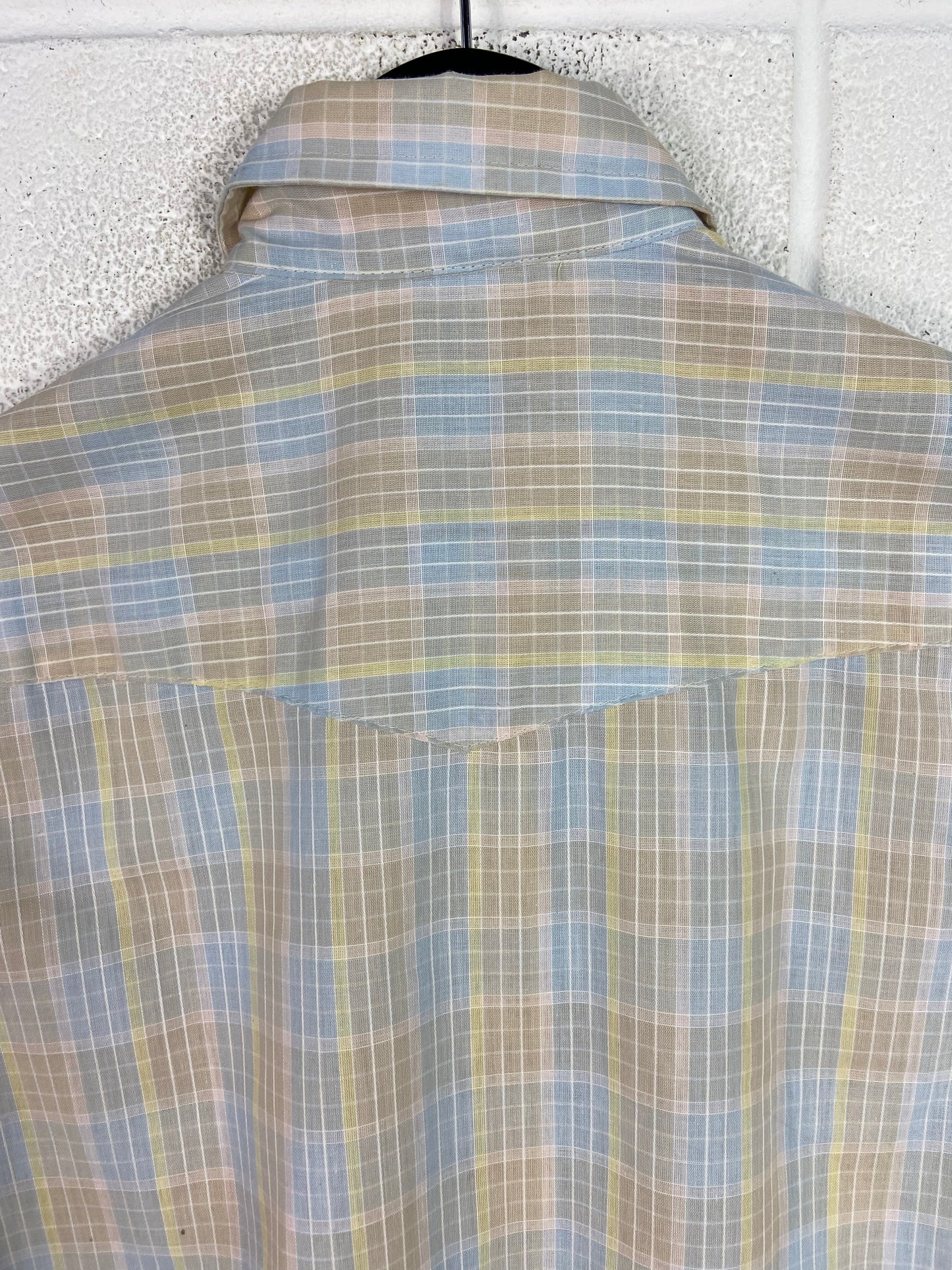 VTG Dee Cee Brand Pink/Blue Plaid Western Shirt Sz S