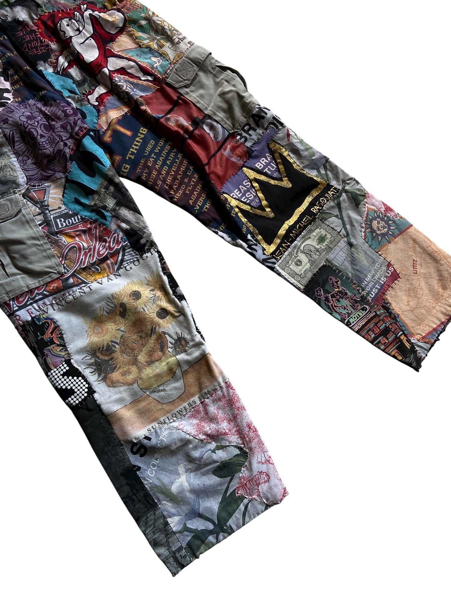 Reworked Dead Threads Khaki Hand Stitched Cargo Pants Sz 34x32