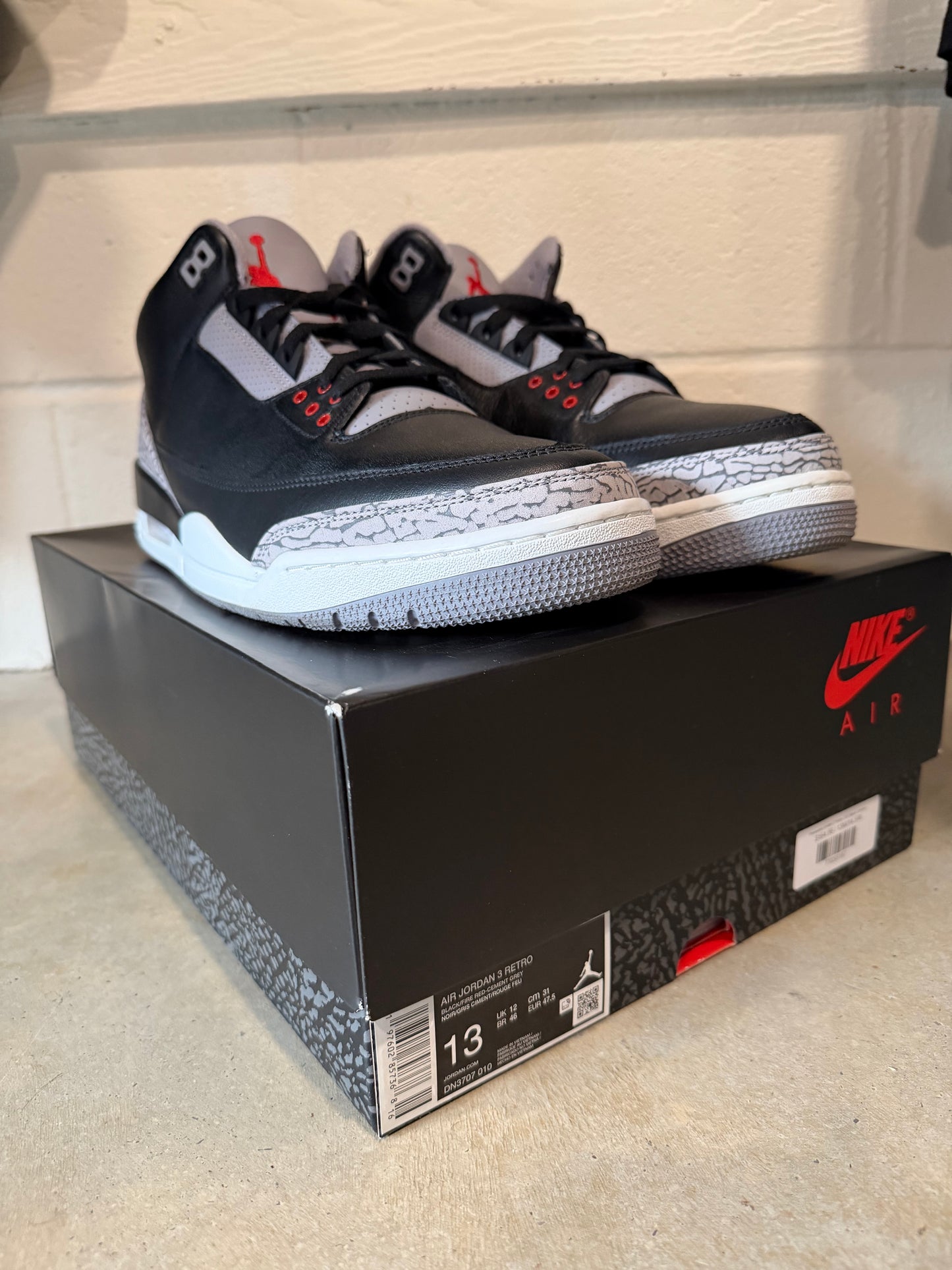 Preowned Jordan 3 Retro OG Black Cement (2024) Sz 13M/14.5W