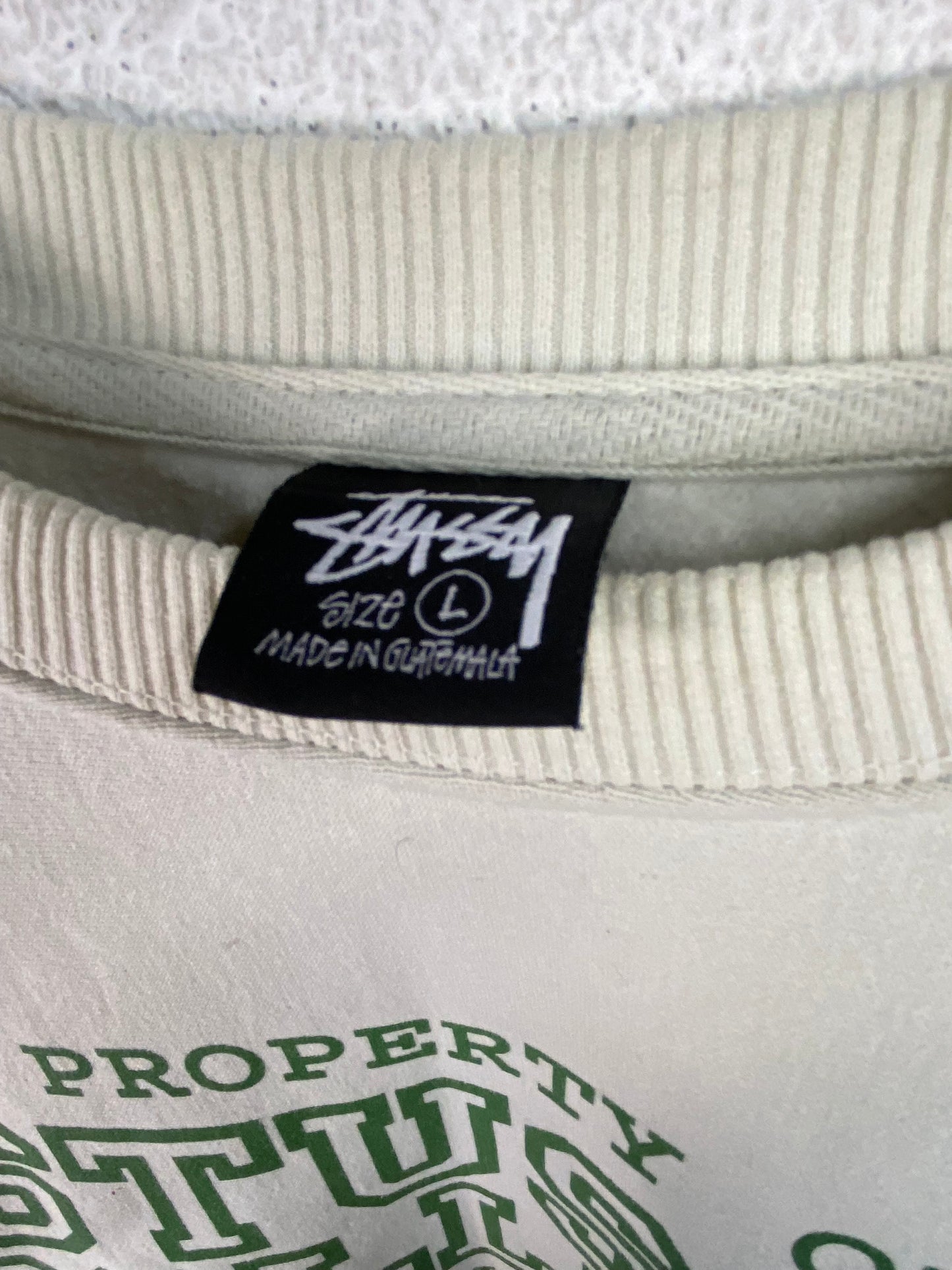 "Property Of" Stussy Crewneck Sz L