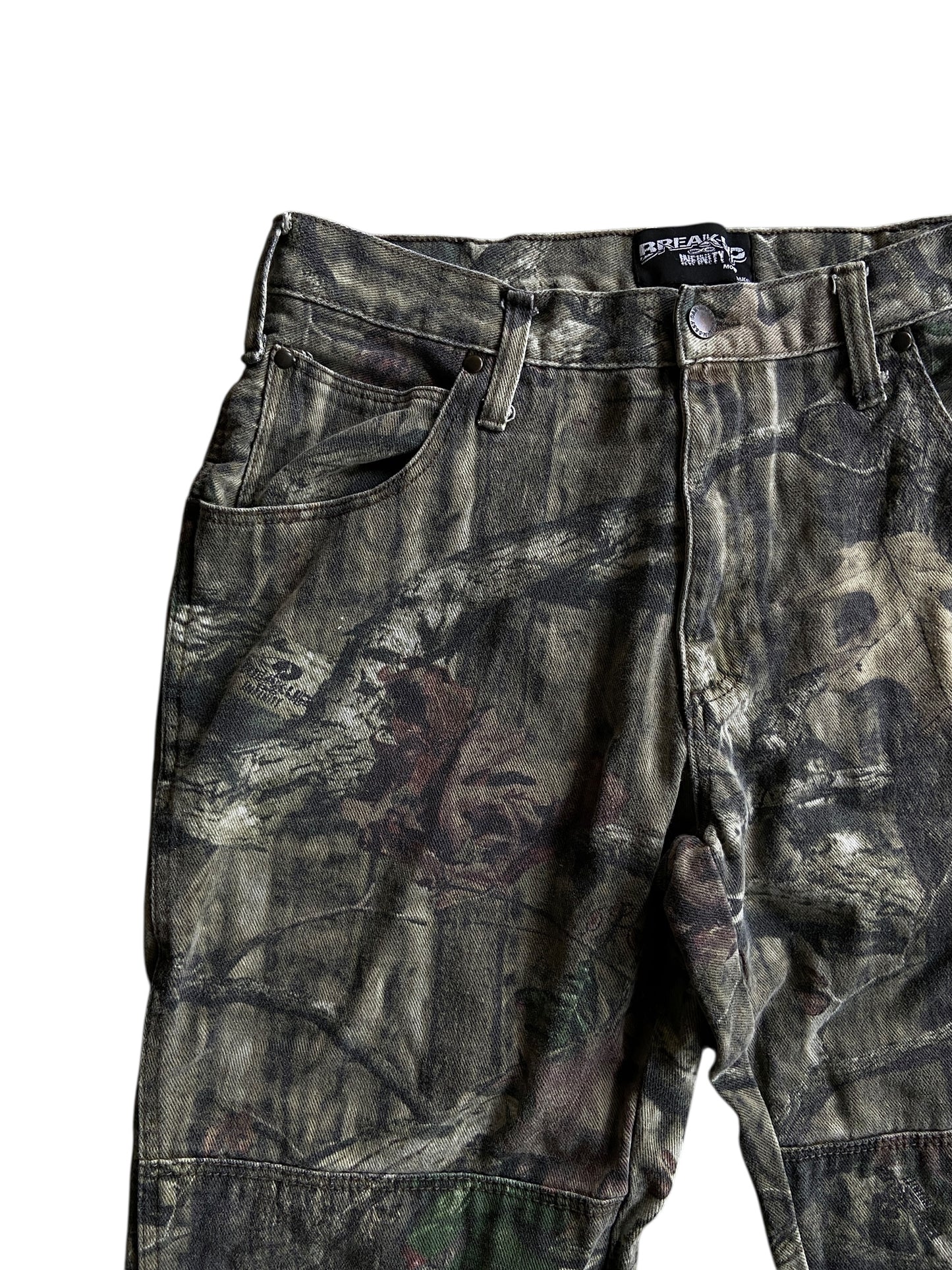 Y2K Break Up Camo Double Knee Jeans Sz 34x30