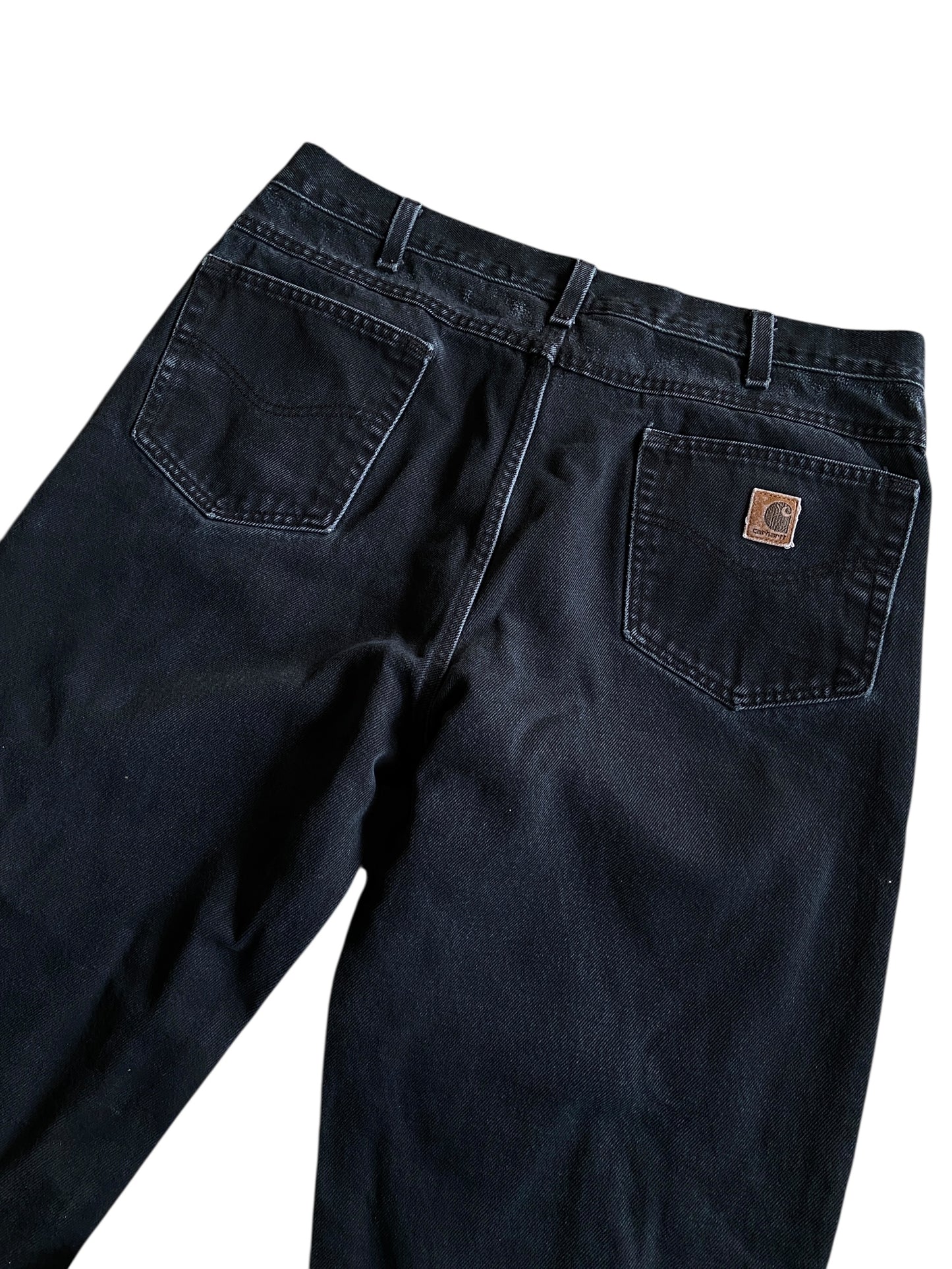 VTG Slightly Distressed Carhartt Black Jeans Sz 38x34